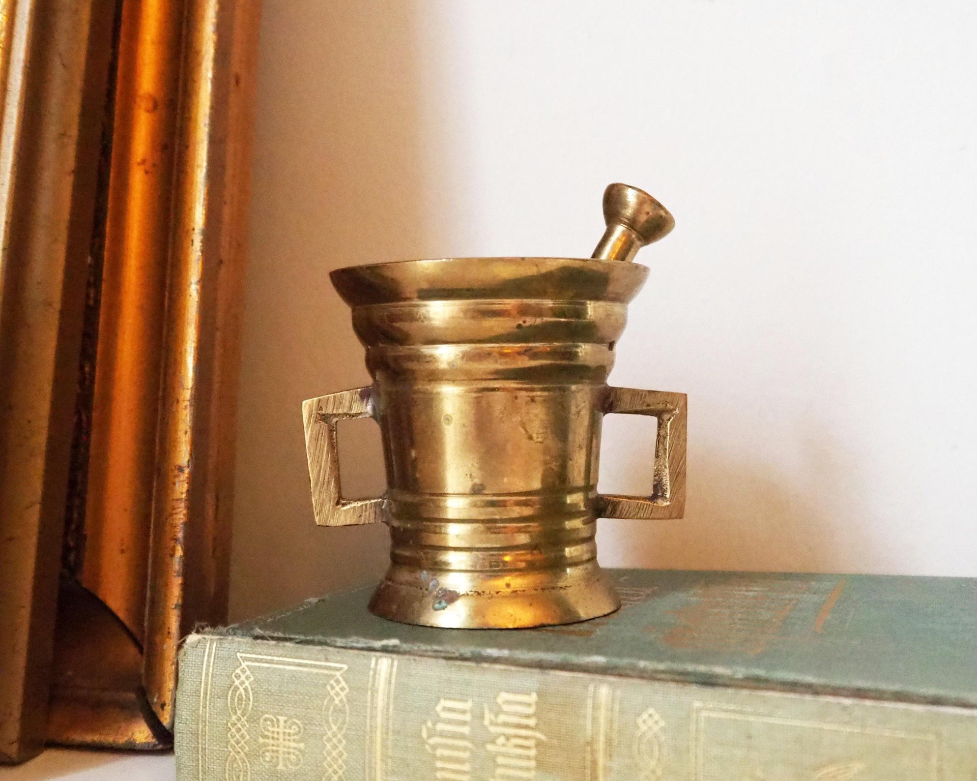Vintage brass mortar and pestle | Vintage brass mortar | Small brass mortar