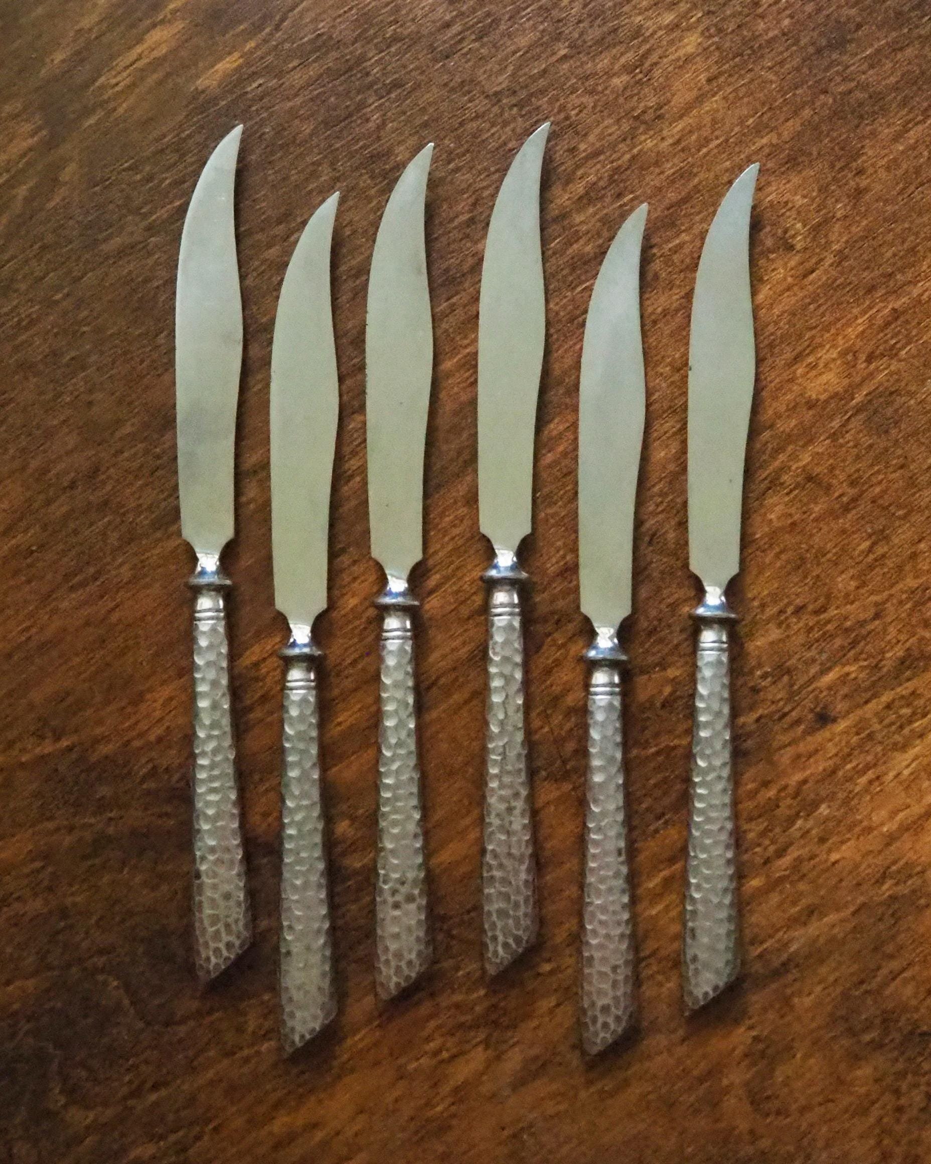 Set of six vintage fruit knives | Vintage fruit knives | Midcentury fruit knives | Silver plated fruit knives
