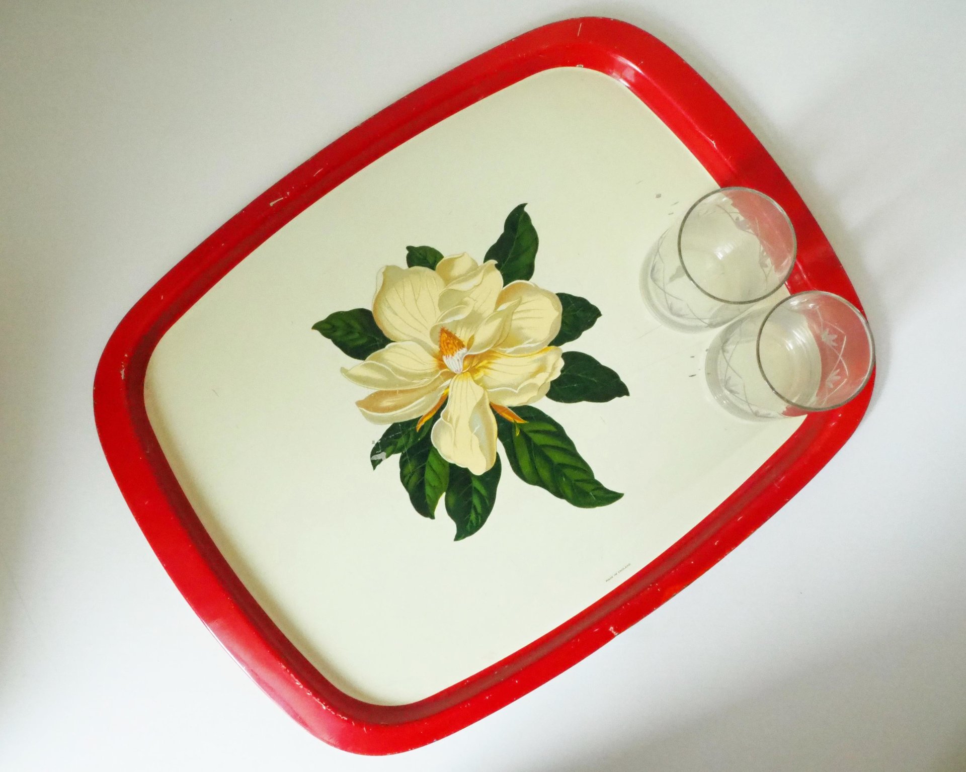 Vintage floral serving tray | Large vintage tray | Retro tray | Floral metal tray | Made in England | Floral serving tray
