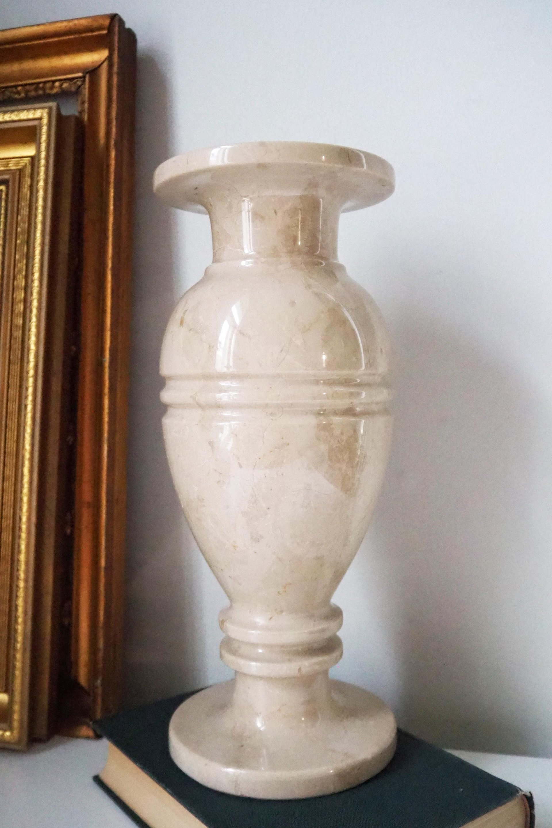 Vintage vase | Large marble vase | Vintage marble vase | Beige marble vase | Vintage vases | Vintage marble home decor