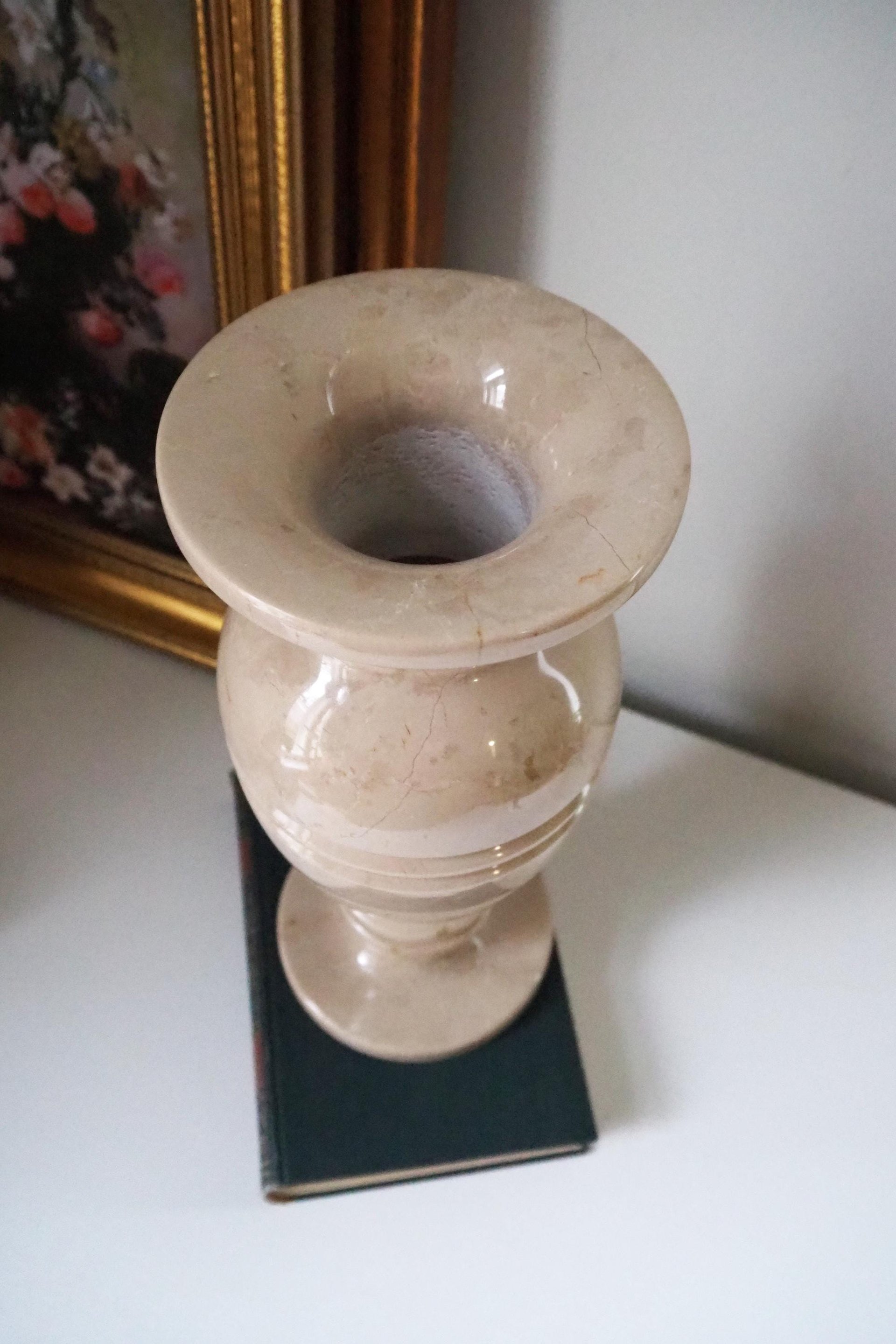 Vintage vase | Large marble vase | Vintage marble vase | Beige marble vase | Vintage vases | Vintage marble home decor