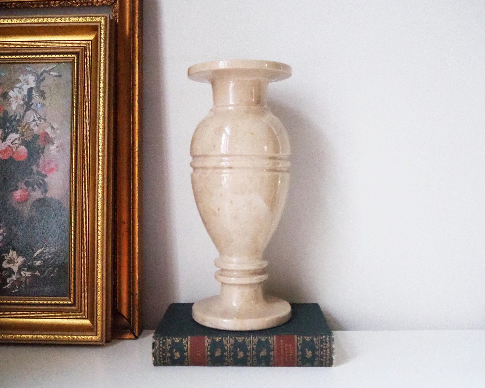 Vintage vase | Large marble vase | Vintage marble vase | Beige marble vase | Vintage vases | Vintage marble home decor