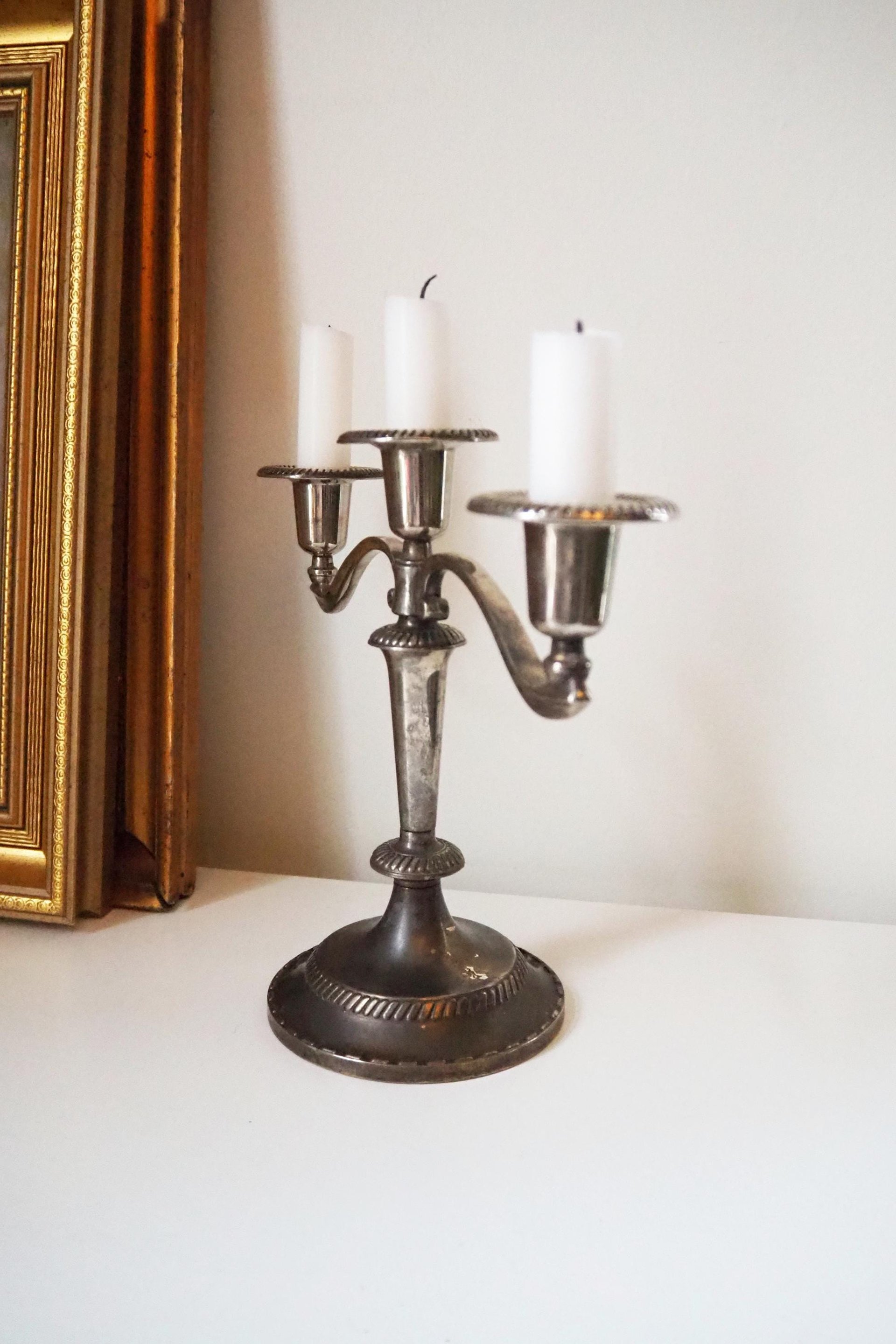 Vintage three arm candelabra | Silver plated candelabrum | Three arm candlestick holder | Vintage candelabrum