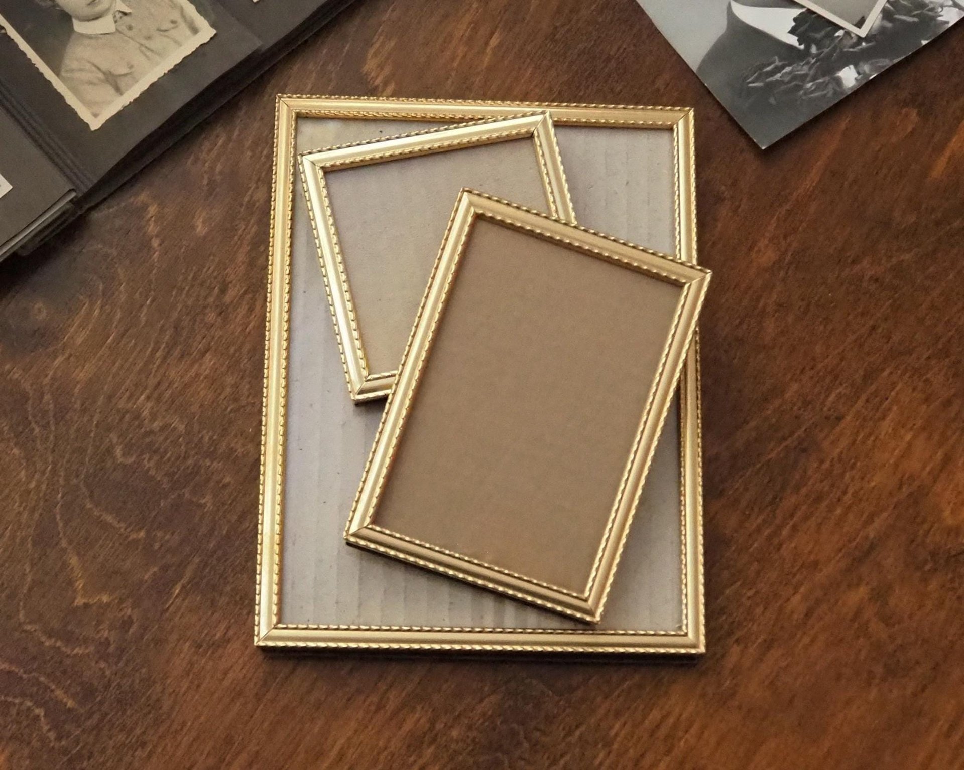 Set of three vintage photo frames | Vintage picture frames | Matching vintage frames | Vintage gold tone frame set | Vintage frame set