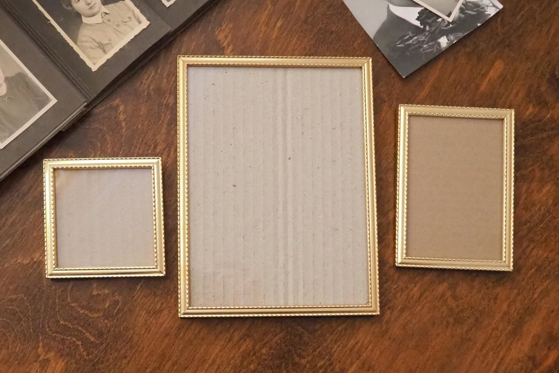 Set of three vintage photo frames | Vintage picture frames | Matching vintage frames | Vintage gold tone frame set | Vintage frame set