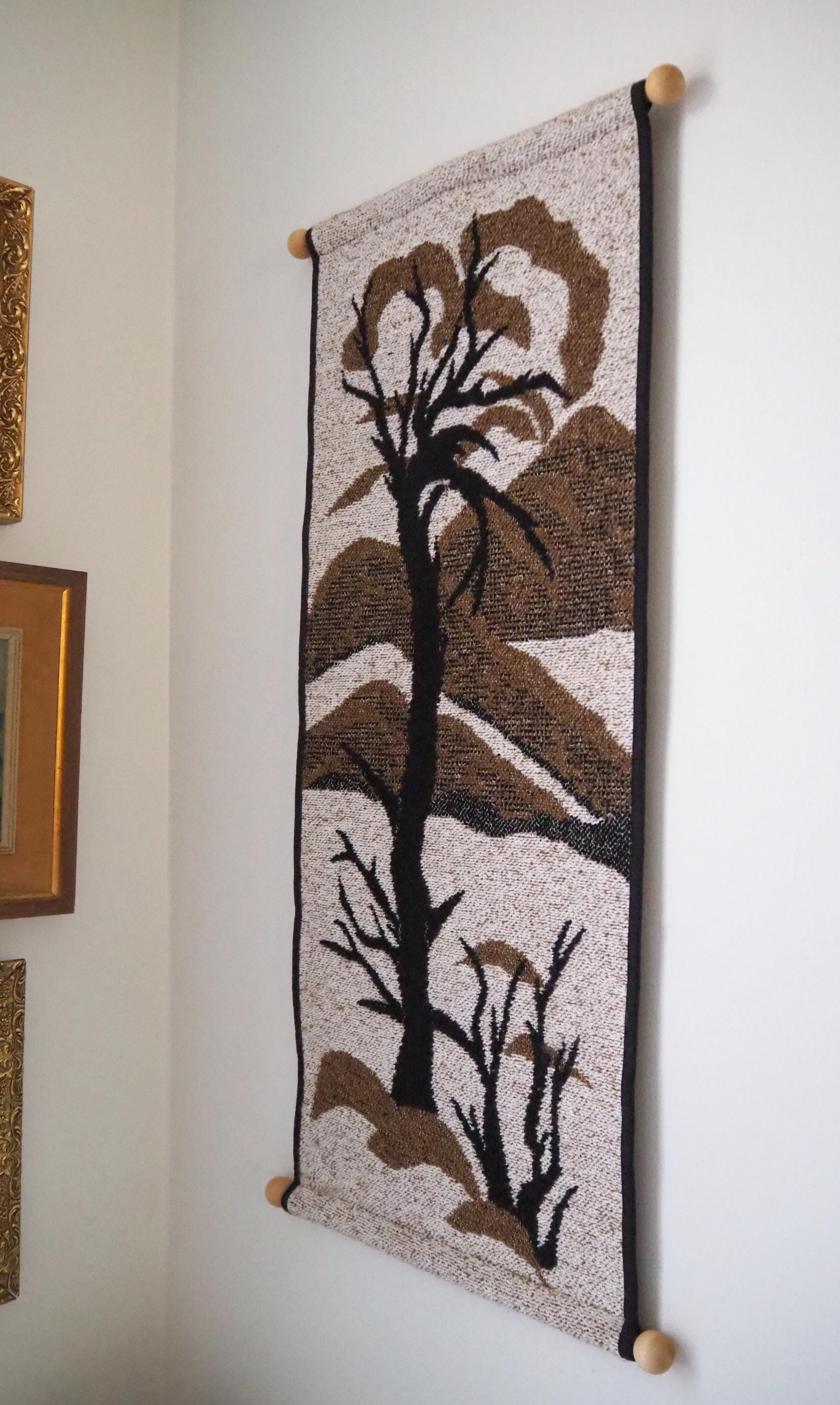 Vintage wall hanging | Long wall hanging | Vintage nature wall hanging | Scandinavian woven textile | Made in Finland