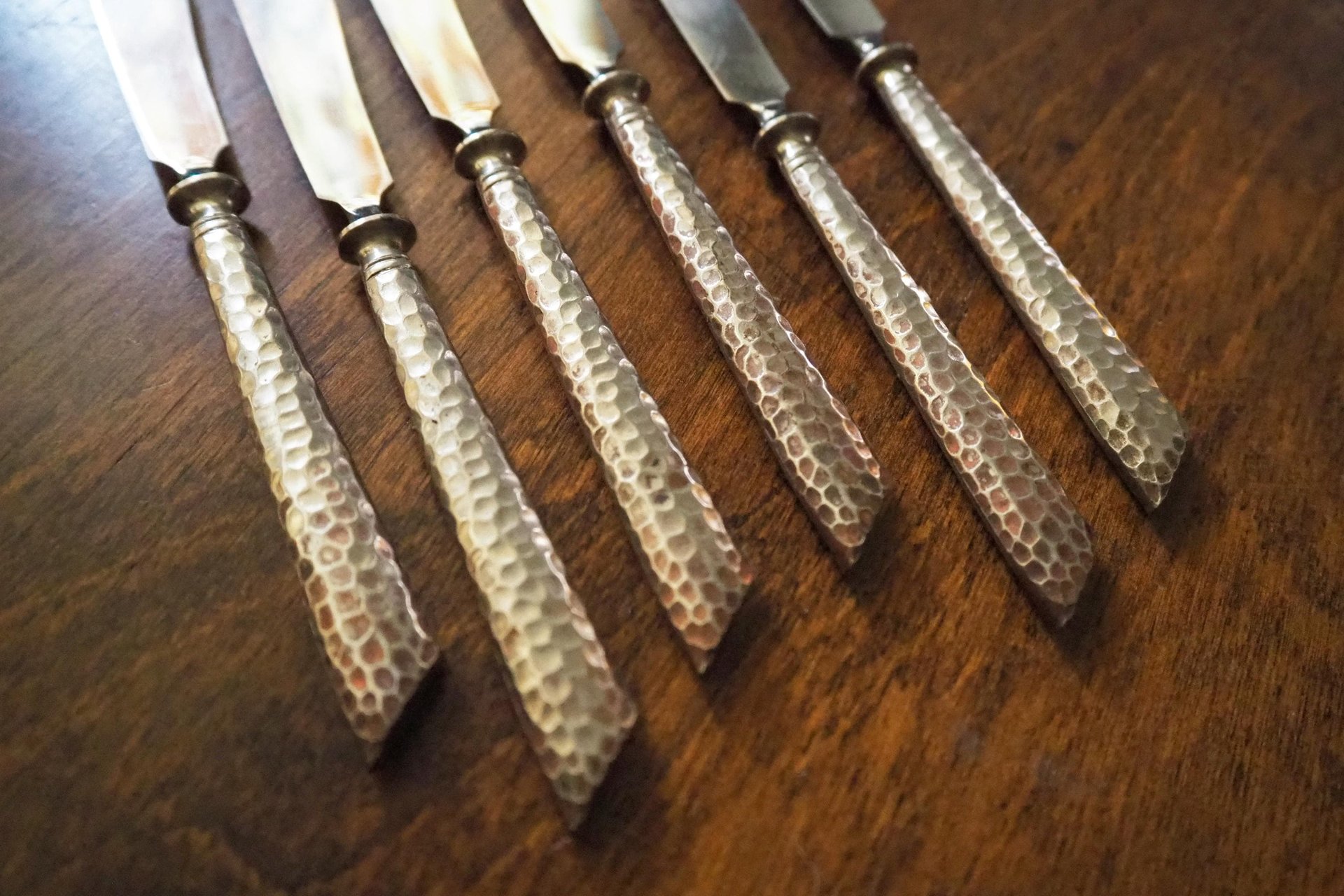 Set of six vintage fruit knives | Vintage fruit knives | Midcentury fruit knives | Silver plated fruit knives