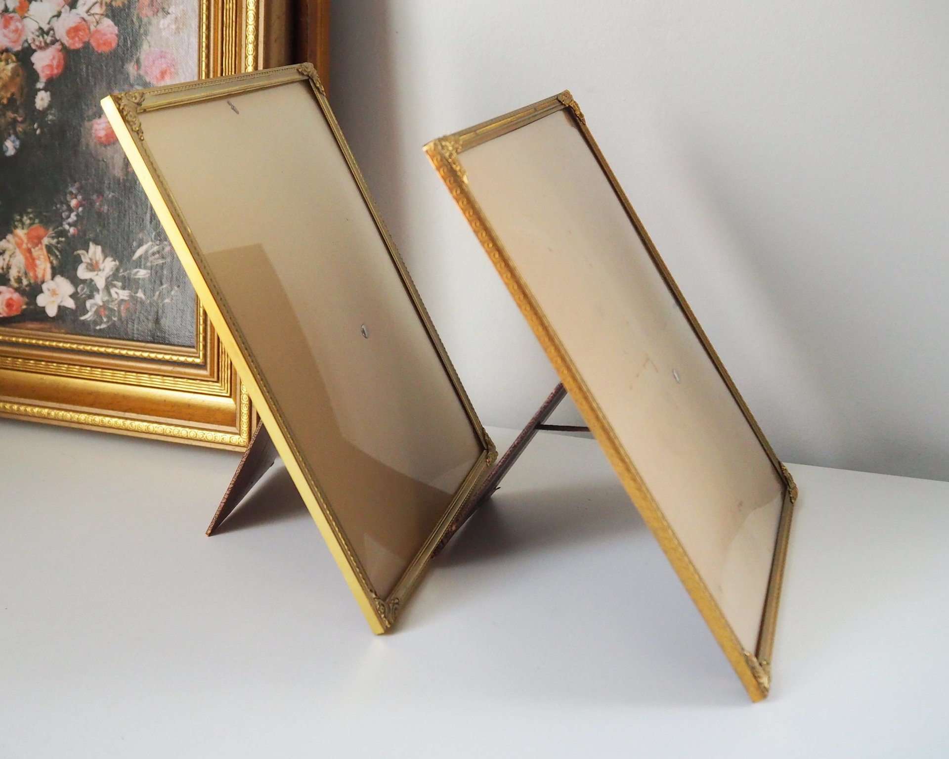 Set of two vintage photo frames | Vintage brass frames | Mismatched vintage frames | Vintage brass frame set 18x24 cm | Vintage brass frames