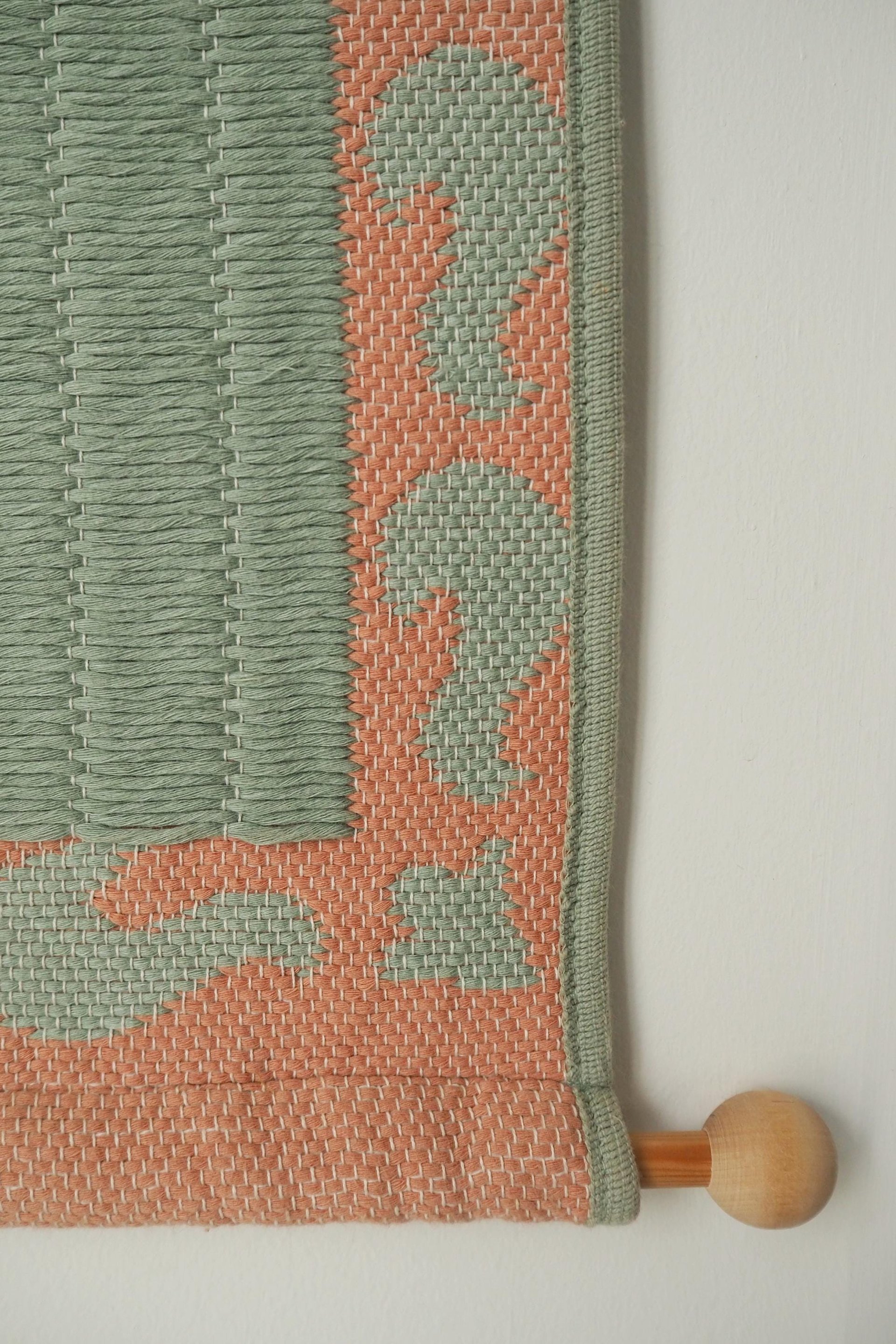 Vintage wall hanging | Large wall hanging | Vintage pink and mint green wall hanging | Scandinavian woven textile | Made in Finland