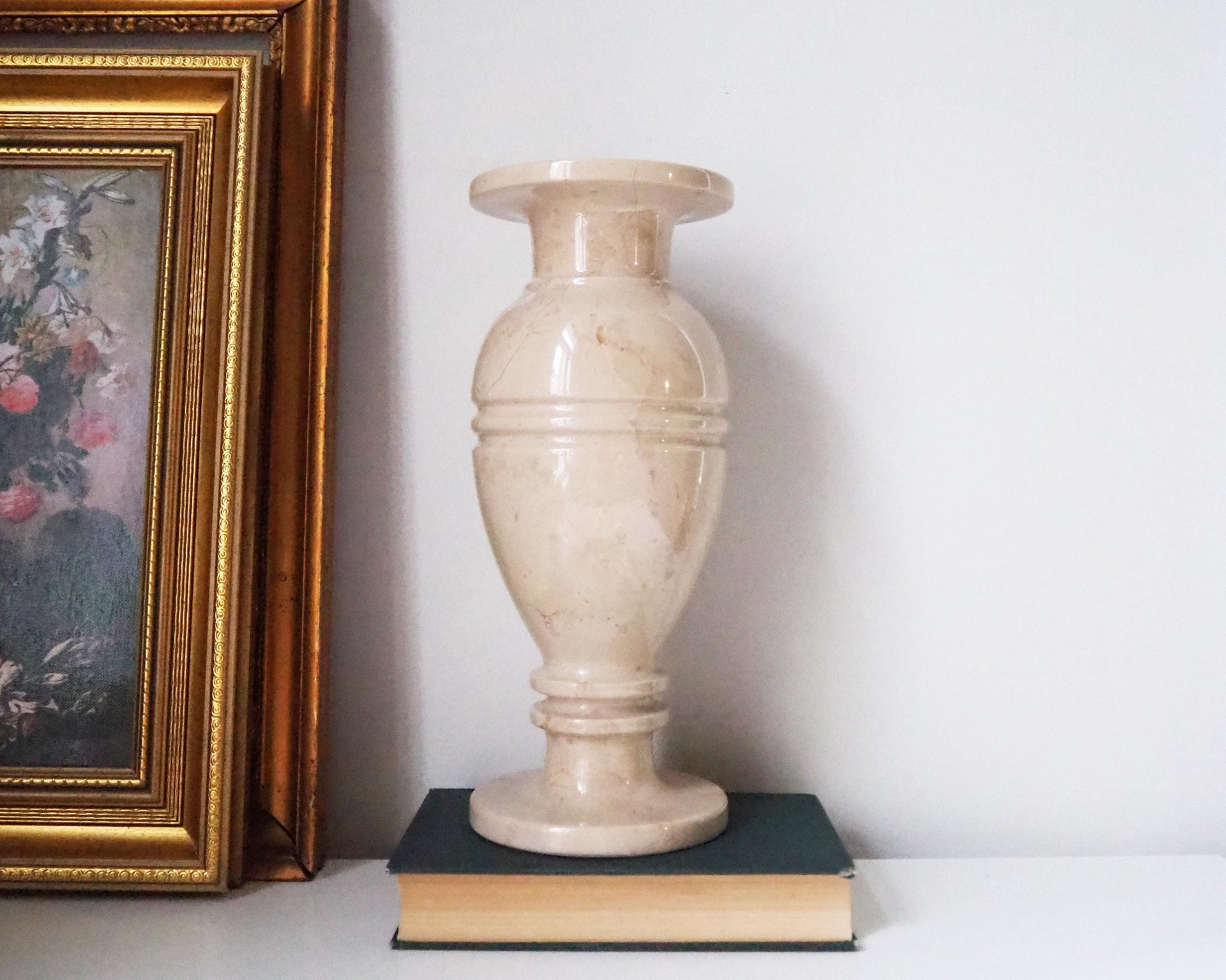 Vintage vase | Large marble vase | Vintage marble vase | Beige marble vase | Vintage vases | Vintage marble home decor