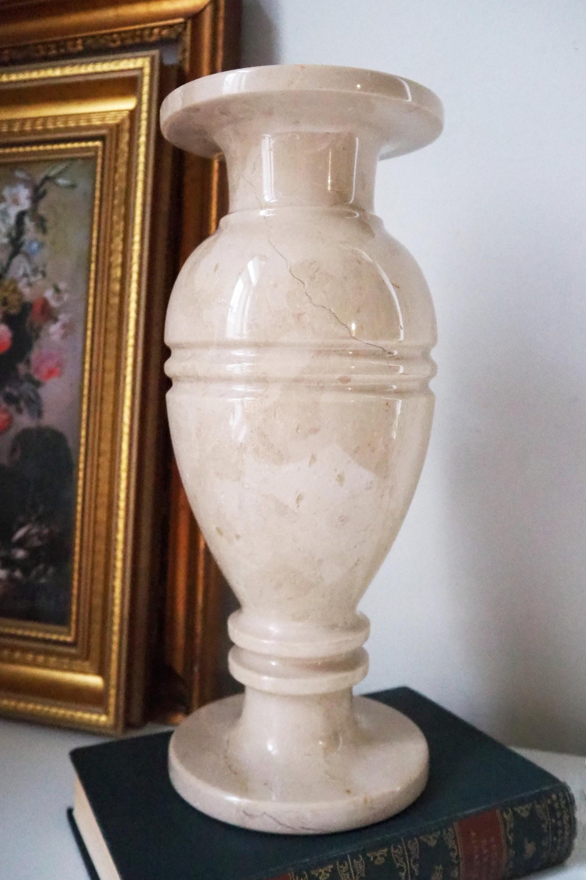 Vintage vase | Large marble vase | Vintage marble vase | Beige marble vase | Vintage vases | Vintage marble home decor