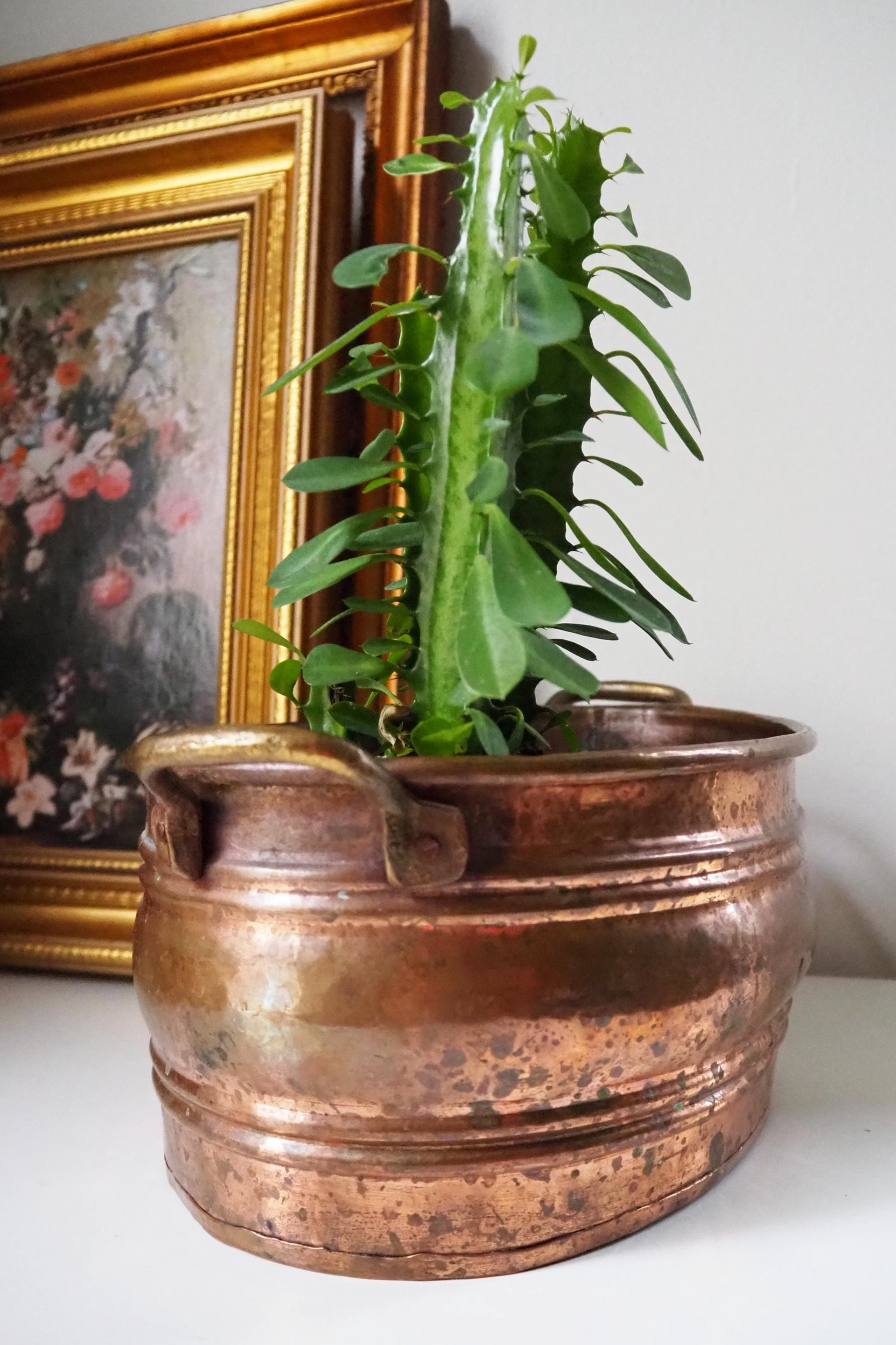 Vintage copper planter | Large copper planter | Oval copper planter | Vintage copper pot