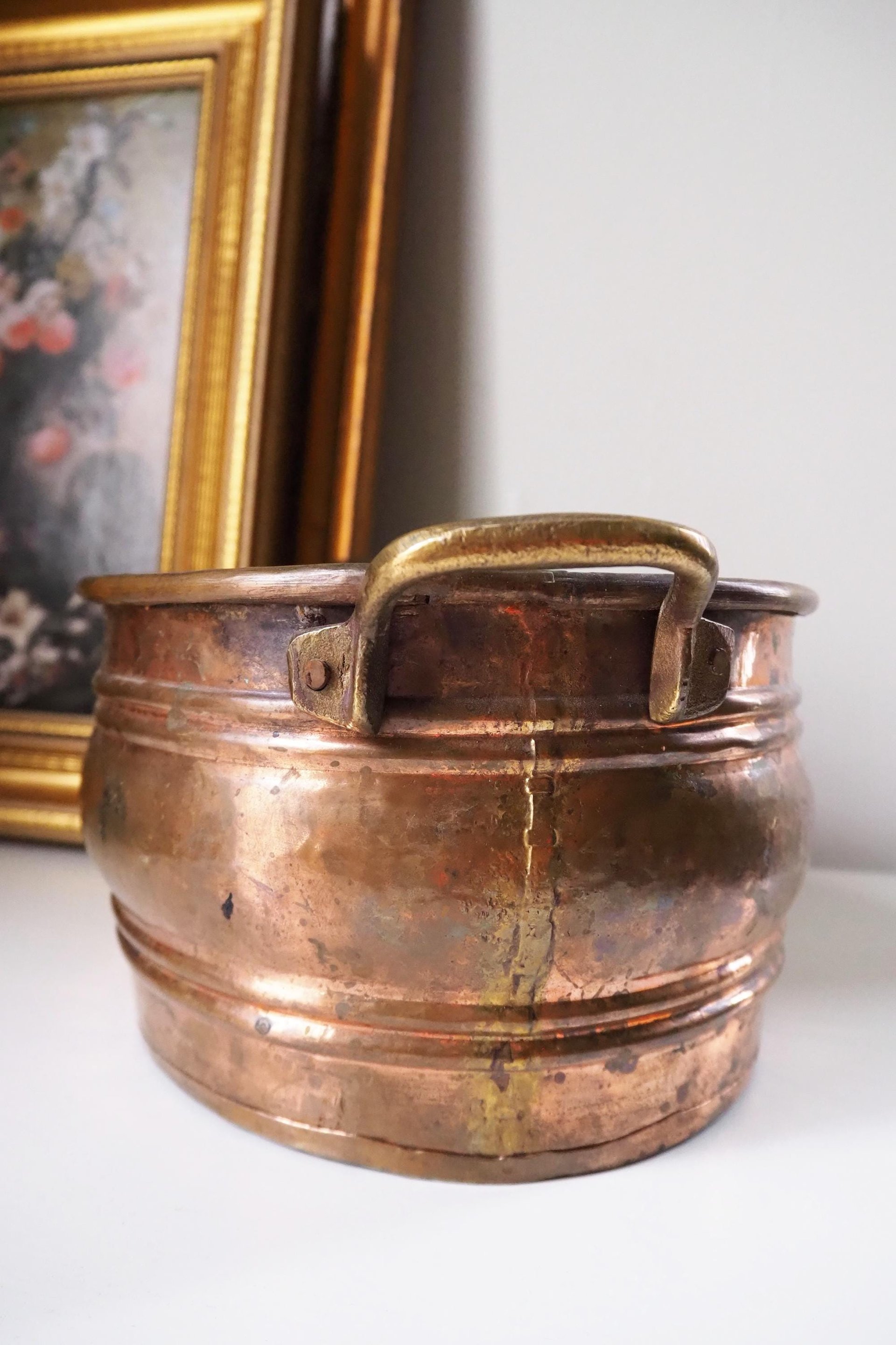 Vintage copper planter | Large copper planter | Oval copper planter | Vintage copper pot