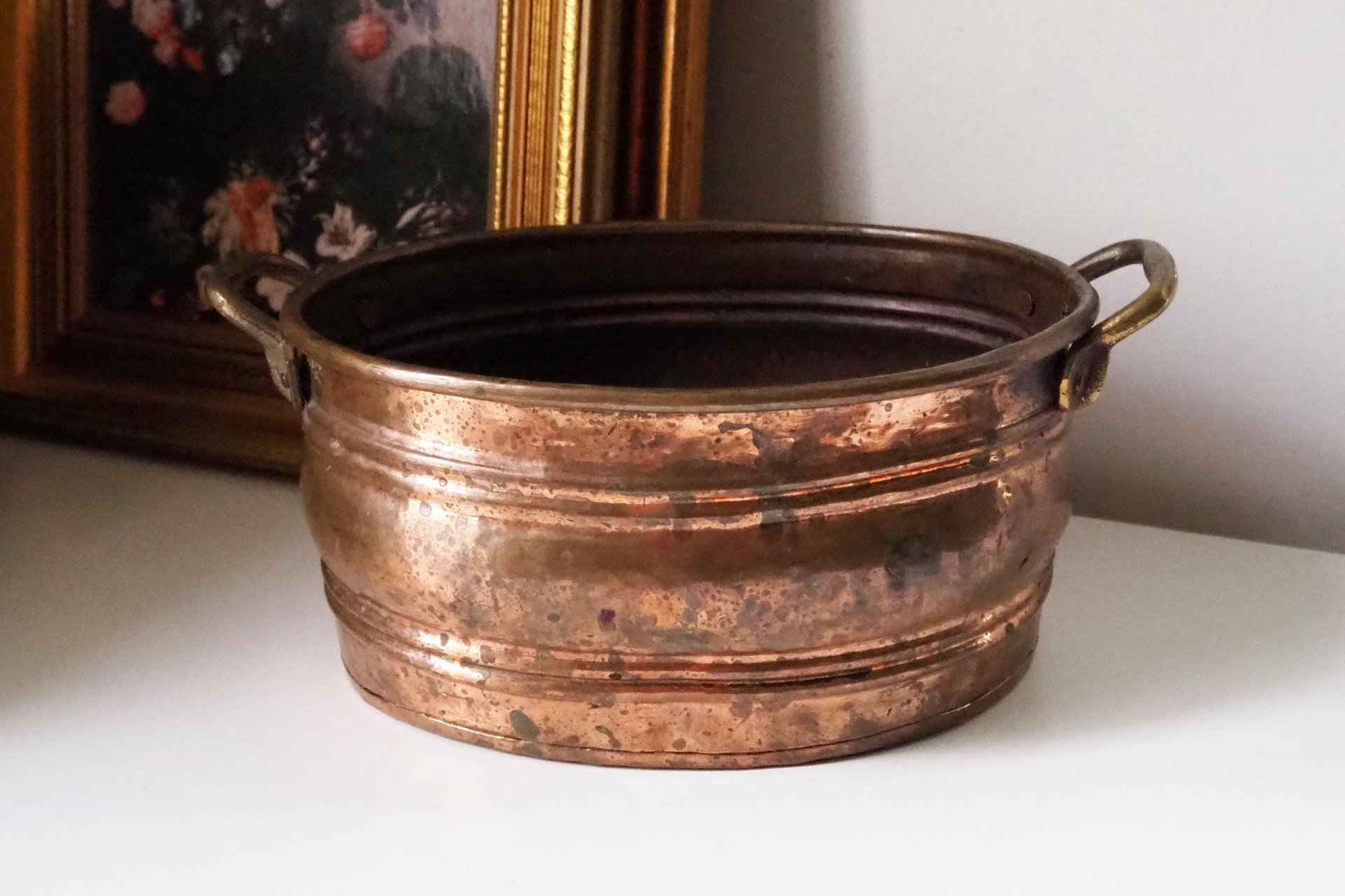 Vintage copper planter | Large copper planter | Oval copper planter | Vintage copper pot