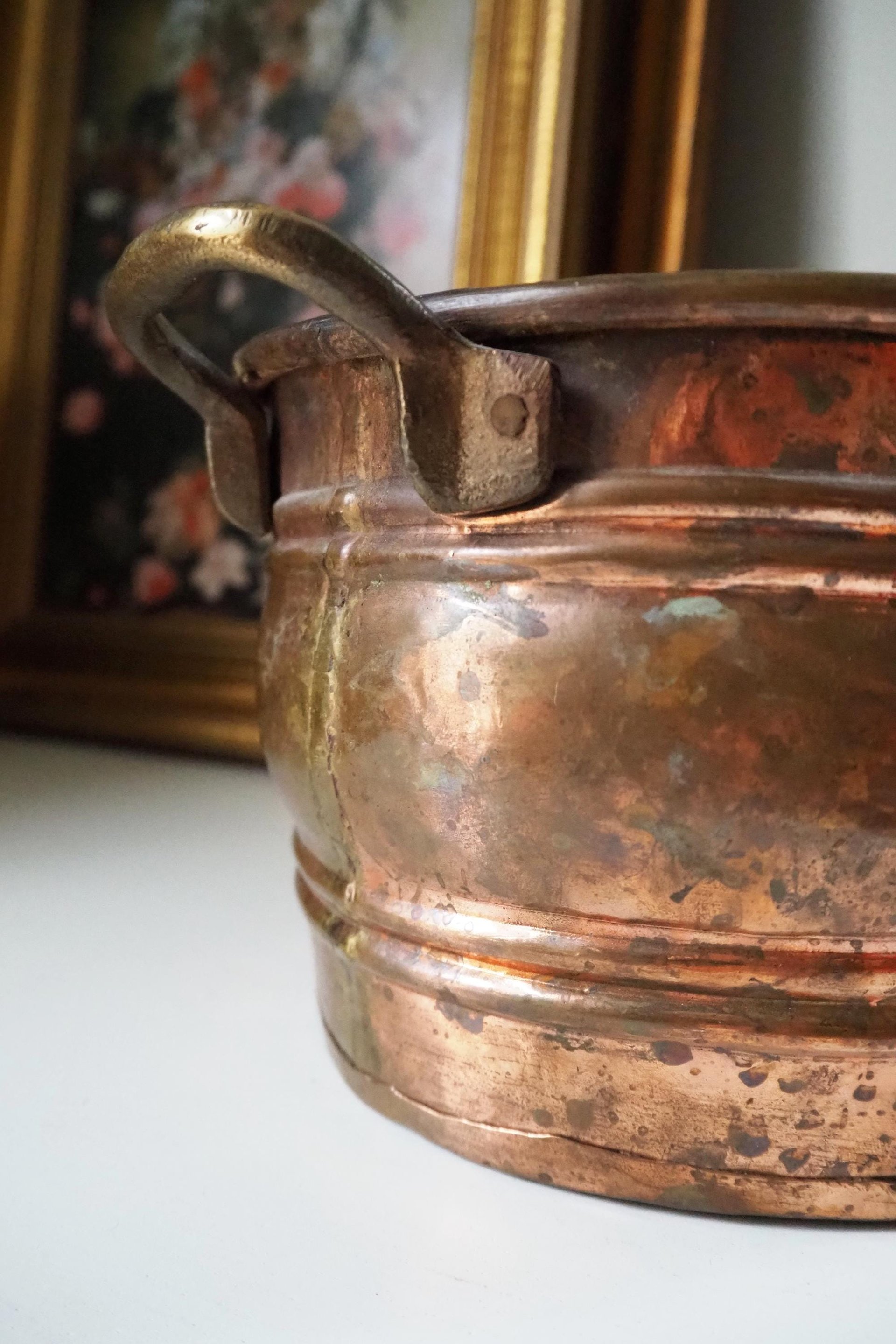 Vintage copper planter | Large copper planter | Oval copper planter | Vintage copper pot