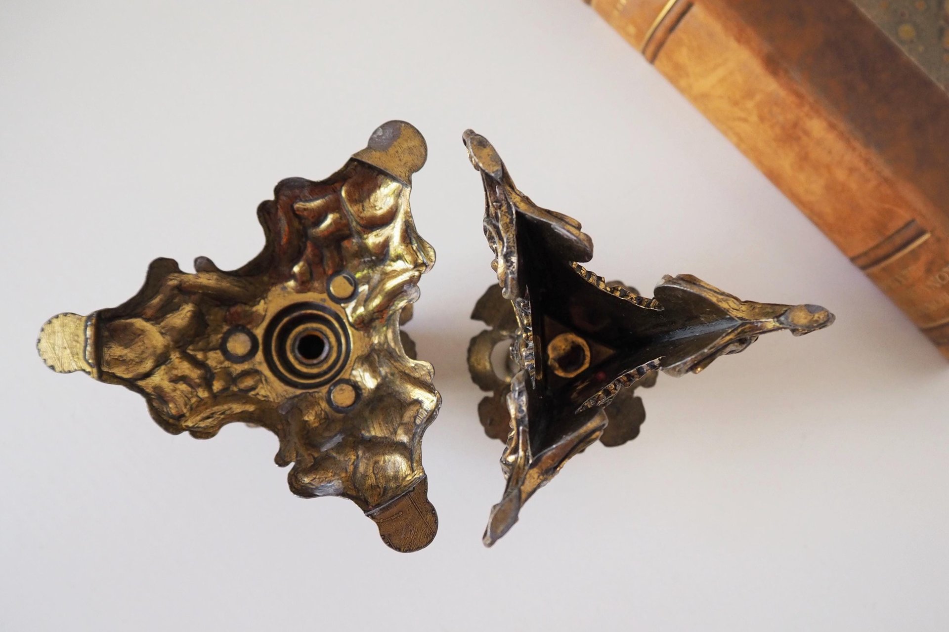 Set of two vintage candlestick holders | Italian candlestick holders | Ornate candlestick holders | Made in Italy