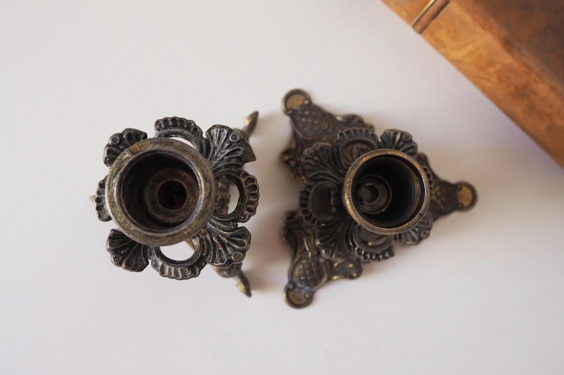 Set of two vintage candlestick holders | Italian candlestick holders | Ornate candlestick holders | Made in Italy
