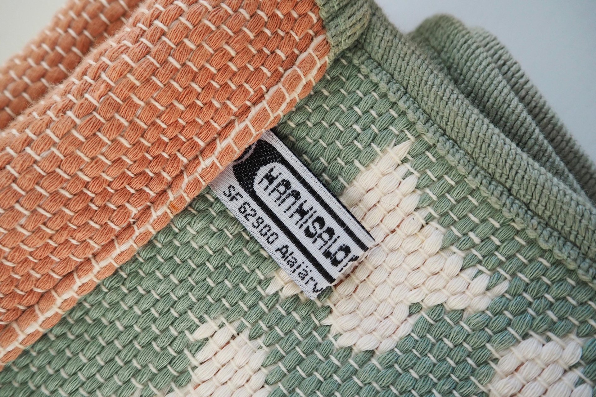 Vintage wall hanging | Large wall hanging | Vintage pink and mint green wall hanging | Scandinavian woven textile | Made in Finland