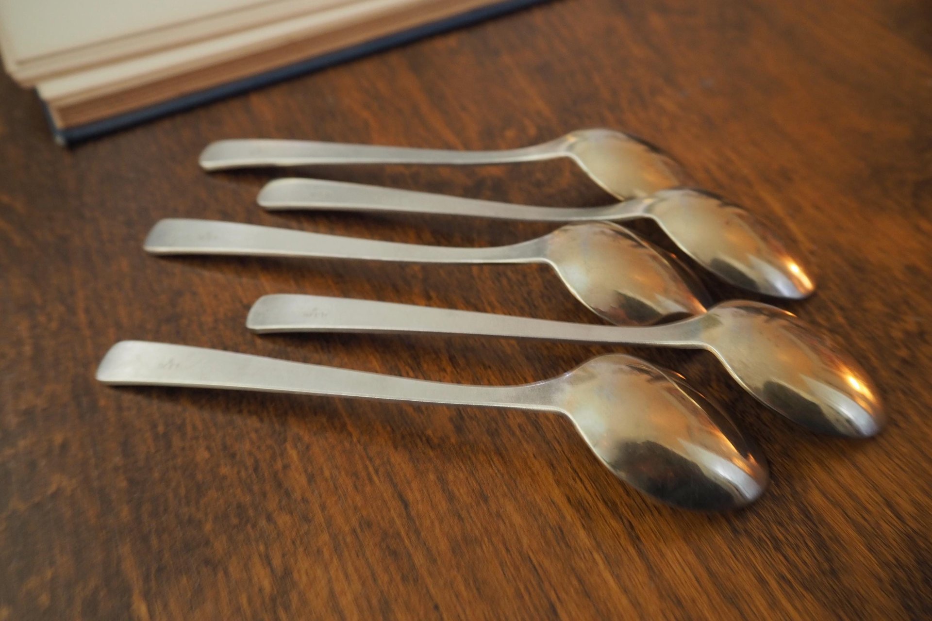 Set of five vintage teaspoons | Vintage alpacca silver teaspoons | Large teaspoons | Ornate teaspoons | USSR teaspoons