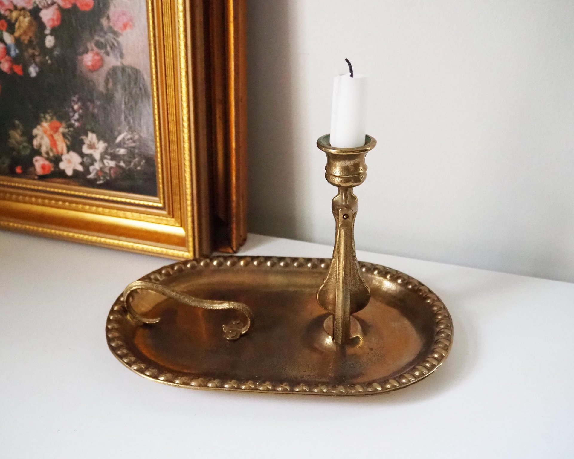 Vintage gimbal candlestick holder | Gimbal brass candlestick holder | Antique brass candle holder | Vintage ship candlestick holder