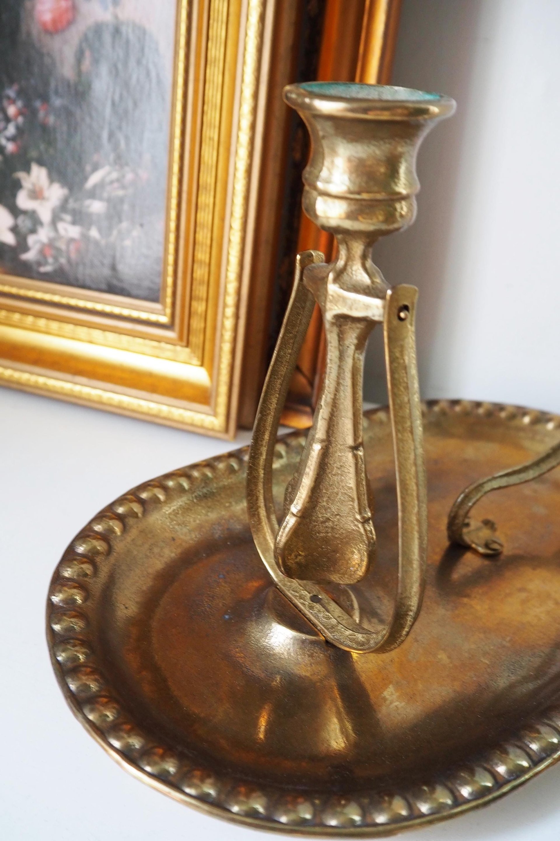 Vintage gimbal candlestick holder | Gimbal brass candlestick holder | Antique brass candle holder | Vintage ship candlestick holder