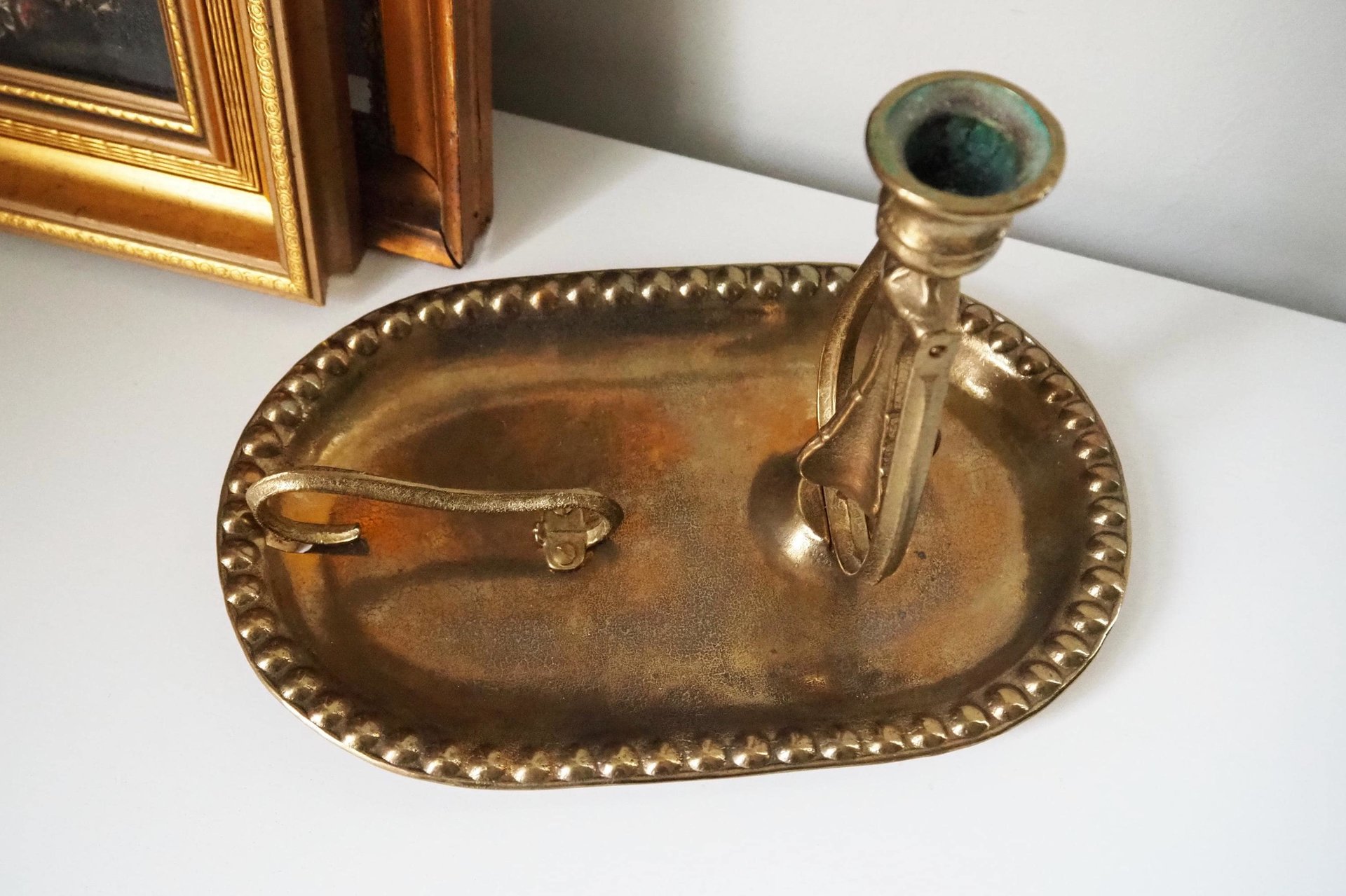 Vintage gimbal candlestick holder | Gimbal brass candlestick holder | Antique brass candle holder | Vintage ship candlestick holder