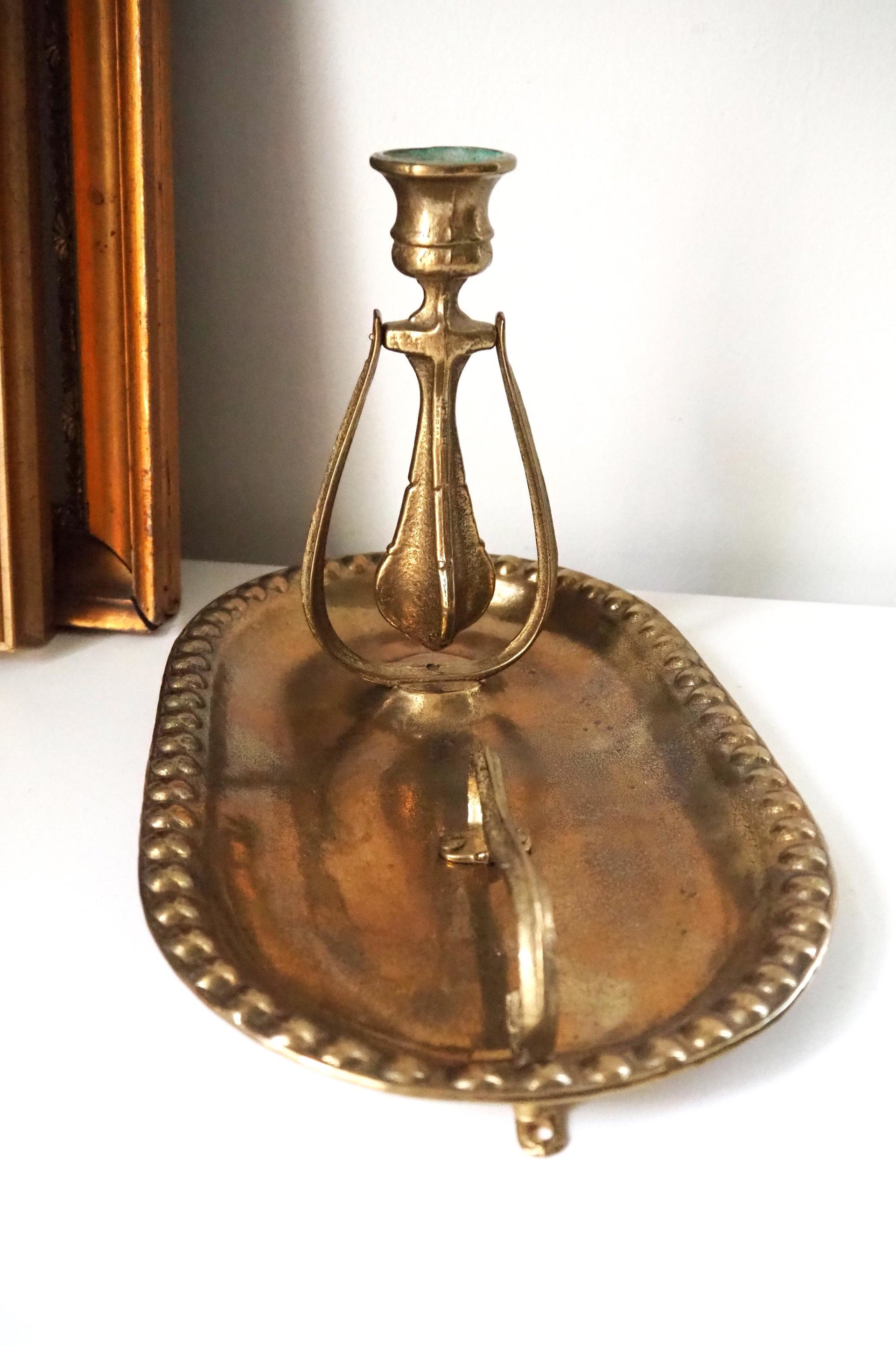 Vintage gimbal candlestick holder | Gimbal brass candlestick holder | Antique brass candle holder | Vintage ship candlestick holder