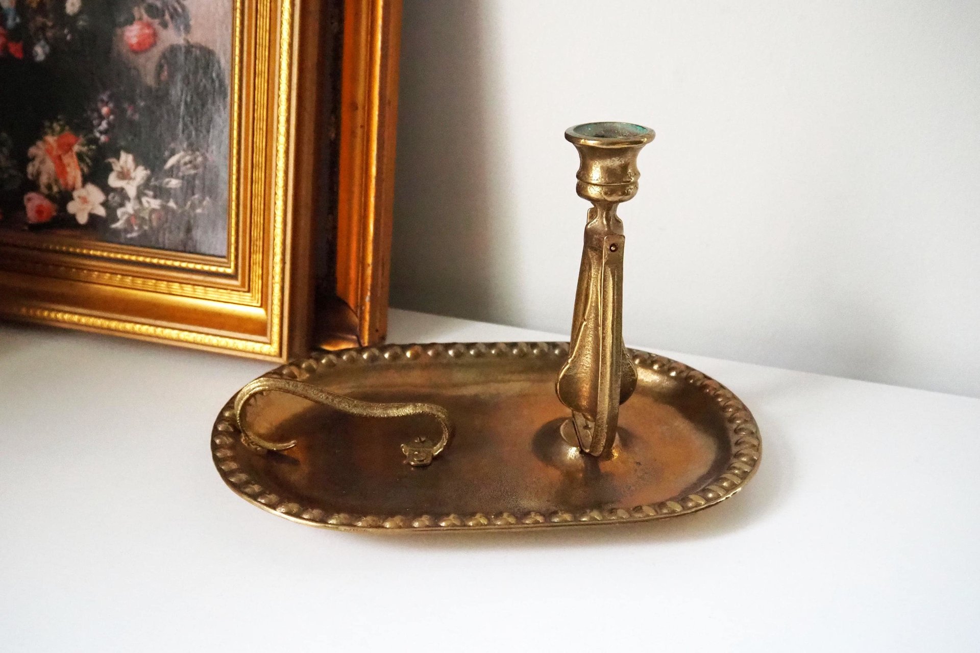 Vintage gimbal candlestick holder | Gimbal brass candlestick holder | Antique brass candle holder | Vintage ship candlestick holder