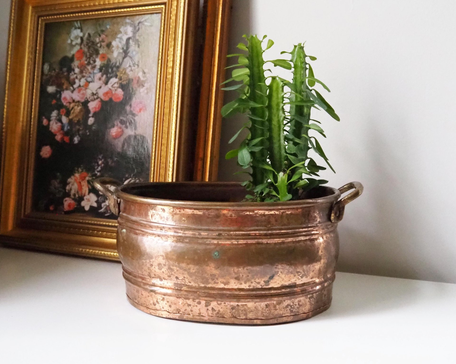 Vintage copper planter | Large copper planter | Oval copper planter | Vintage copper pot