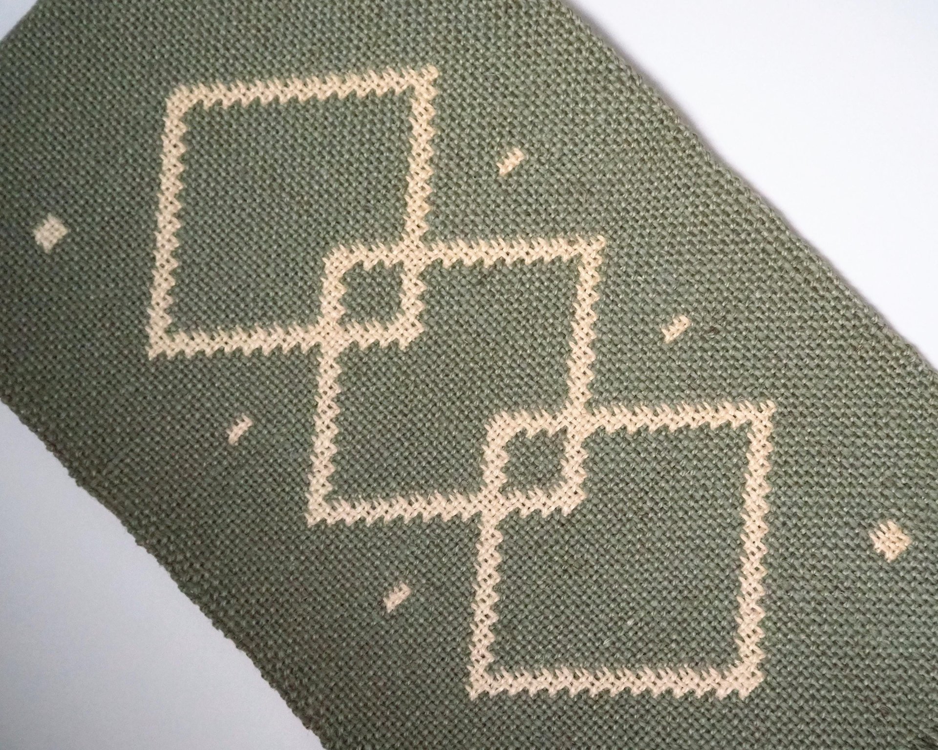 Vintage wall hanging | Mint green and white wall hanging | Geometric wall hanging | Scandinavian woven textile | Made in Finland