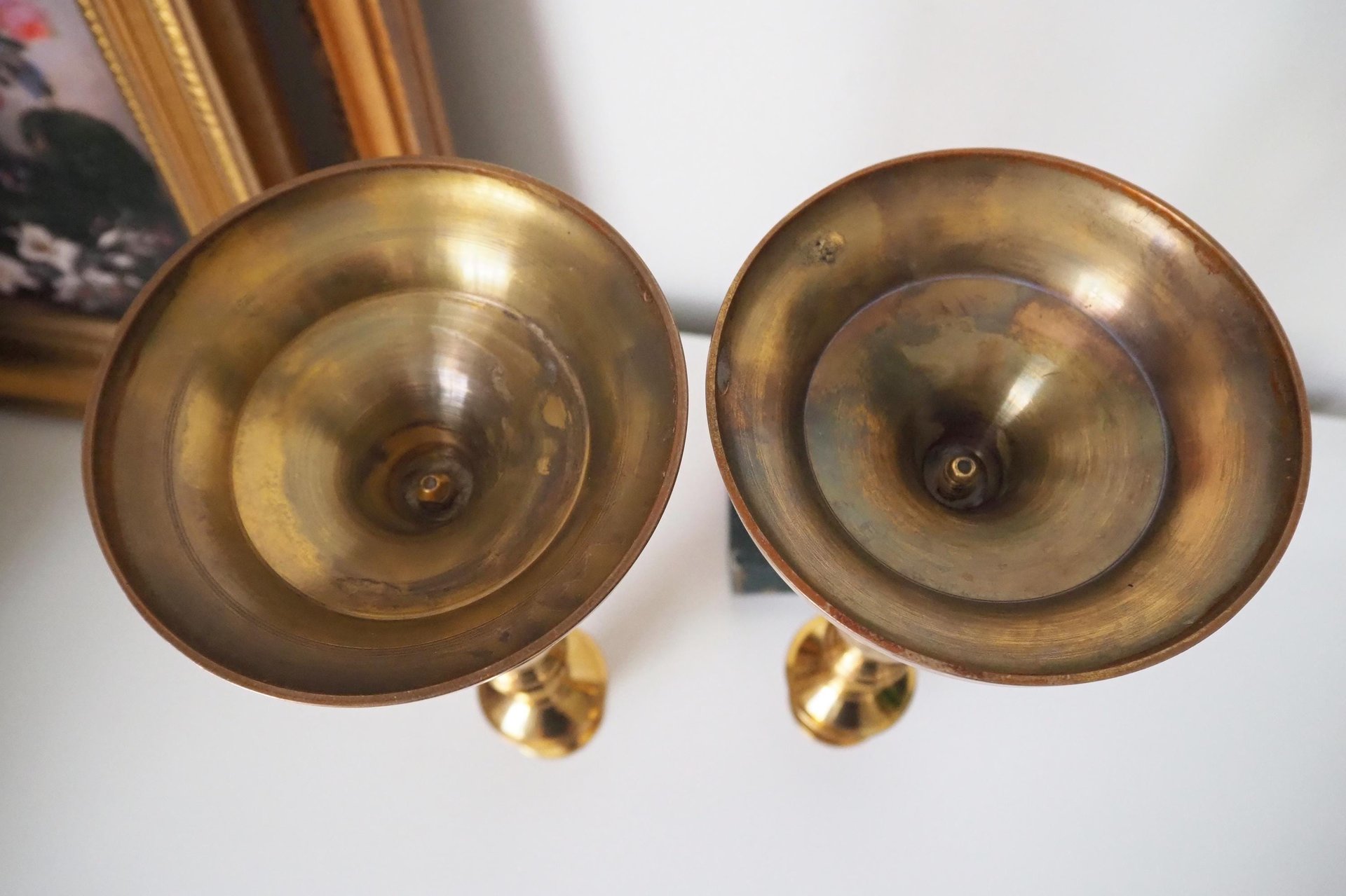 Vintage brass candlestick holders | Matching vintage candlestick holders | Brass candlestick holders | Tall brass candlestick holders