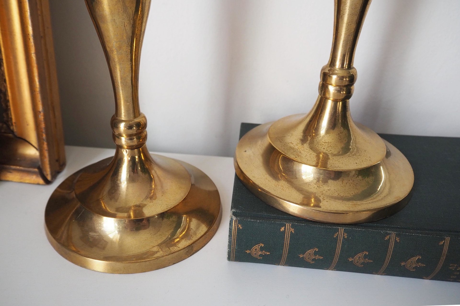 Vintage brass candlestick holders | Matching vintage candlestick holders | Brass candlestick holders | Tall brass candlestick holders
