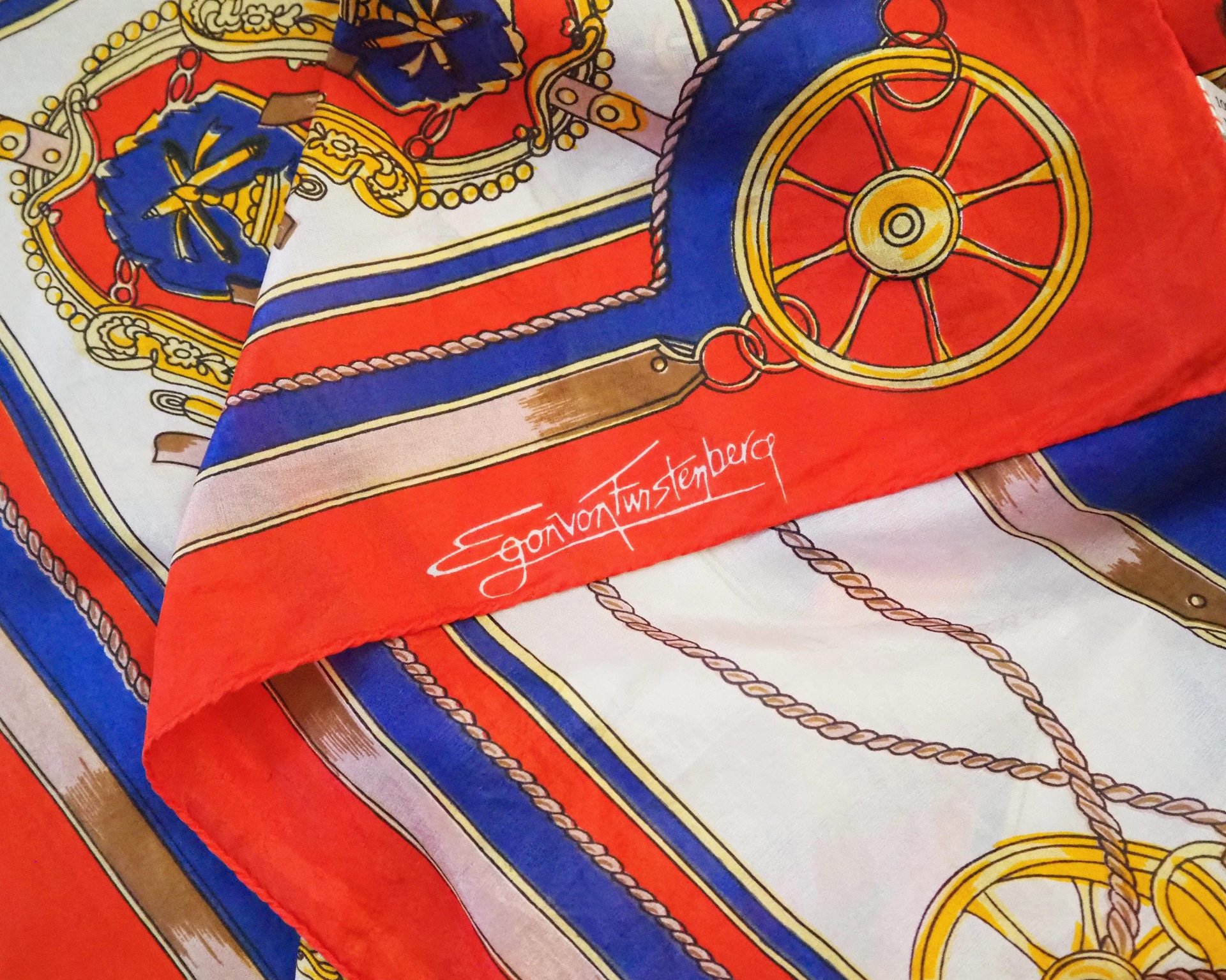 Vintage silk scarf | Vintage Egon von Furstenberg silk scarf | Large vintage silk scarf | Square silk scarf