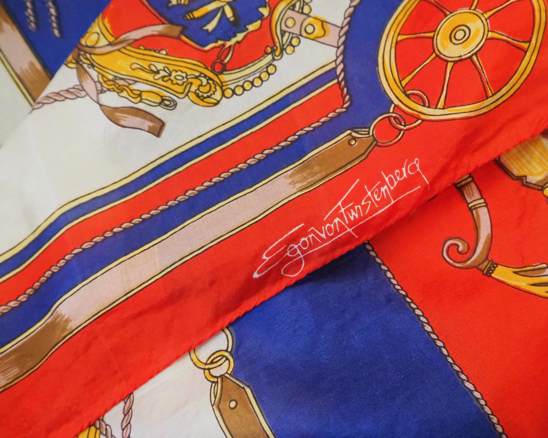 Vintage silk scarf | Vintage Egon von Furstenberg silk scarf | Large vintage silk scarf | Square silk scarf