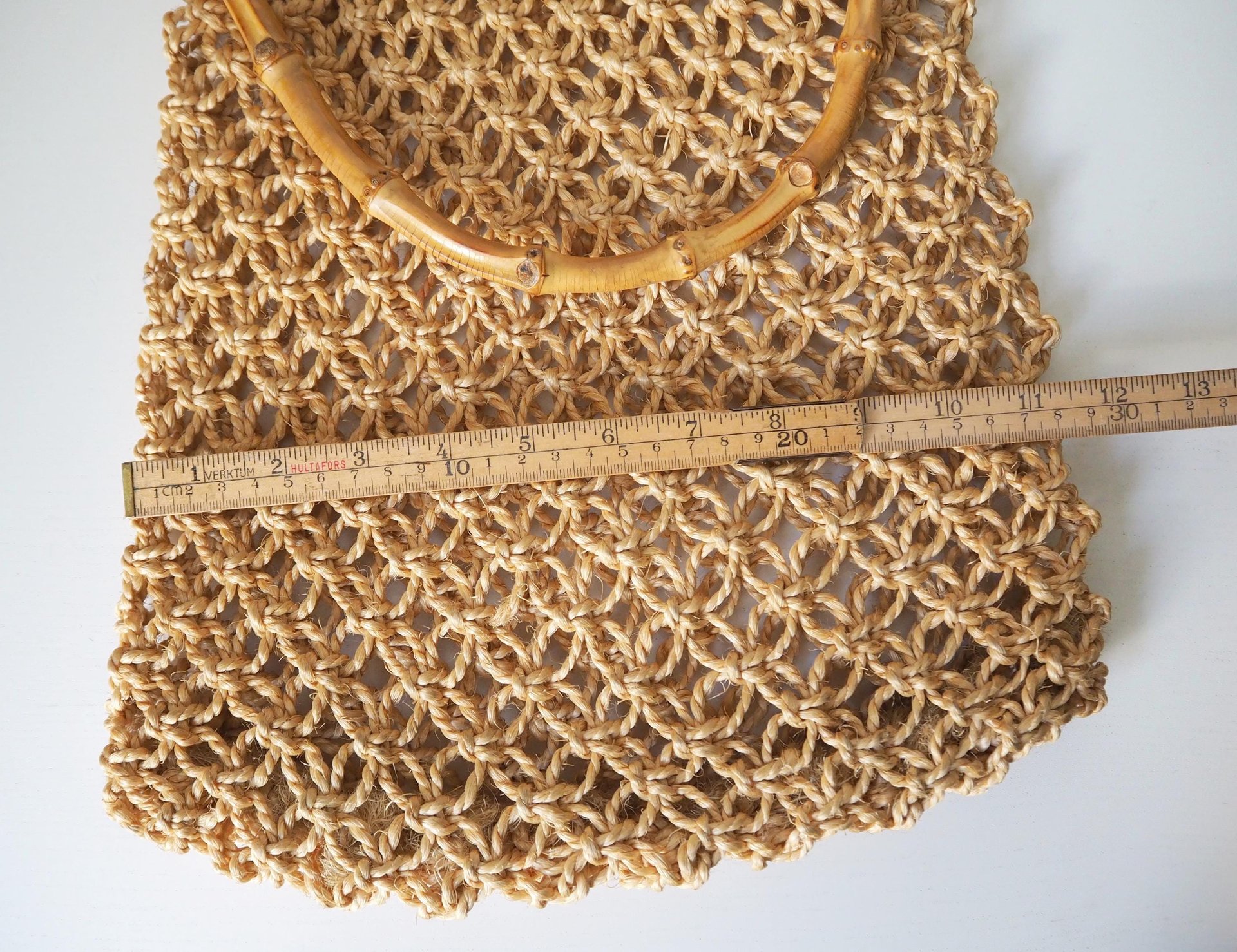 Vintage macrame bag | Bamboo and jute bag | Vintage bag with bamboo handles | Boho vintage bag | Macrame bag with bamboo handles