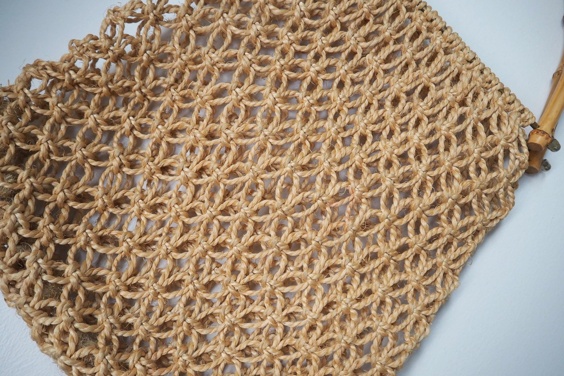 Vintage macrame bag | Bamboo and jute bag | Vintage bag with bamboo handles | Boho vintage bag | Macrame bag with bamboo handles