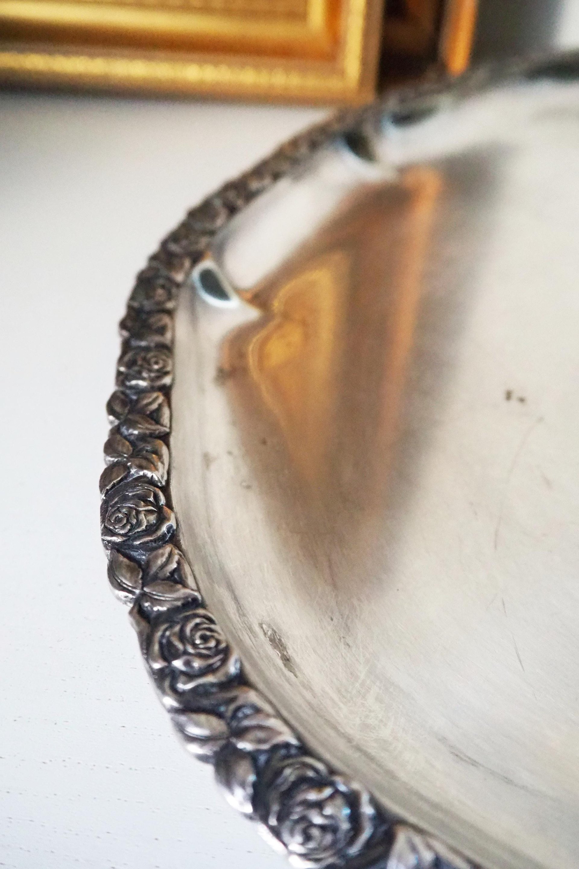 Vintage alpacca silver tray | Oval vintage tray | Large vintage serving tray | Alpacca silver serving platter | Oval silver tray