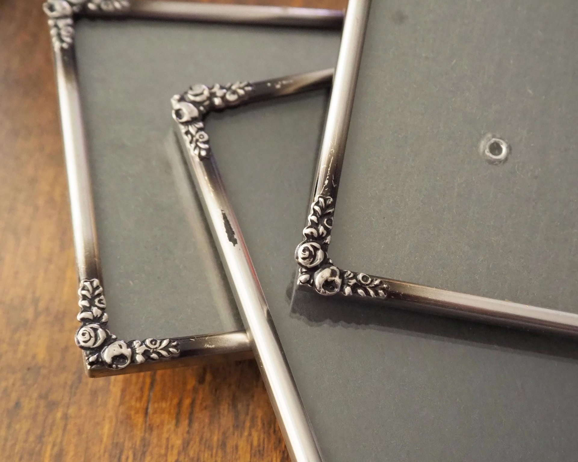 Set of three vintage photo frames | Vintage silver plated photo frames | Silver plated square frames | Silver plated picture frames