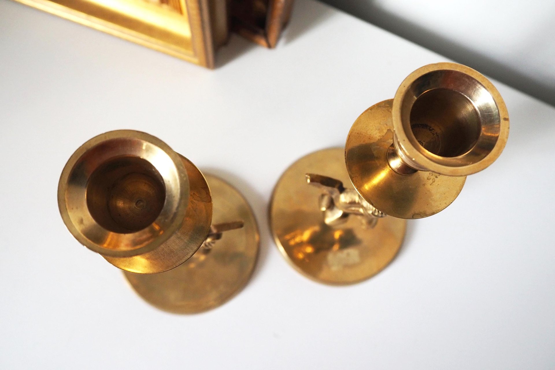 Vintage angel candlestick holders | Matching vintage candlestick holders | Brass candlestick holders | Angel brass candlestick holders