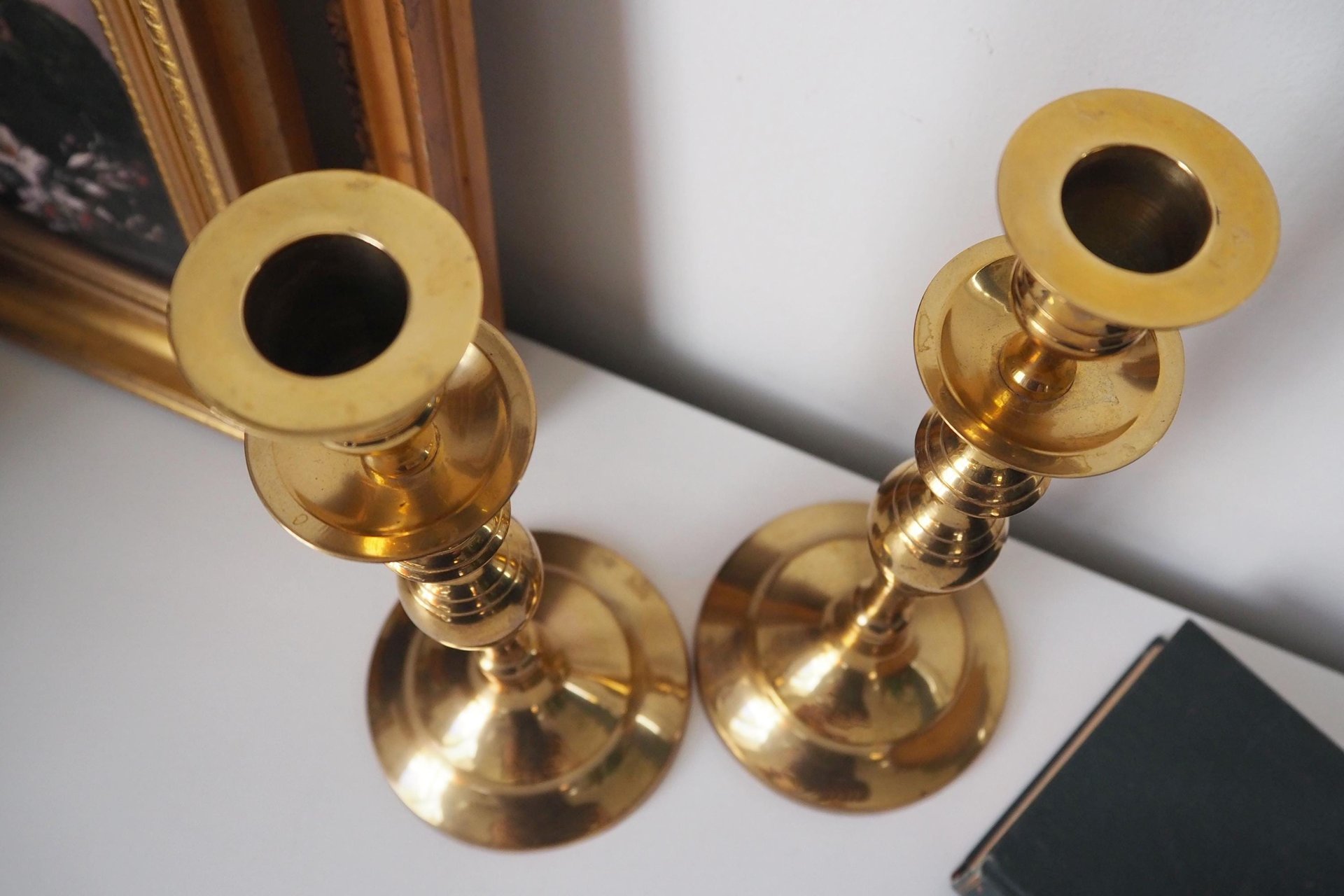 Vintage brass candlestick holders | Matching vintage candlestick holders | Brass candlestick holders | Tall brass candlestick holders