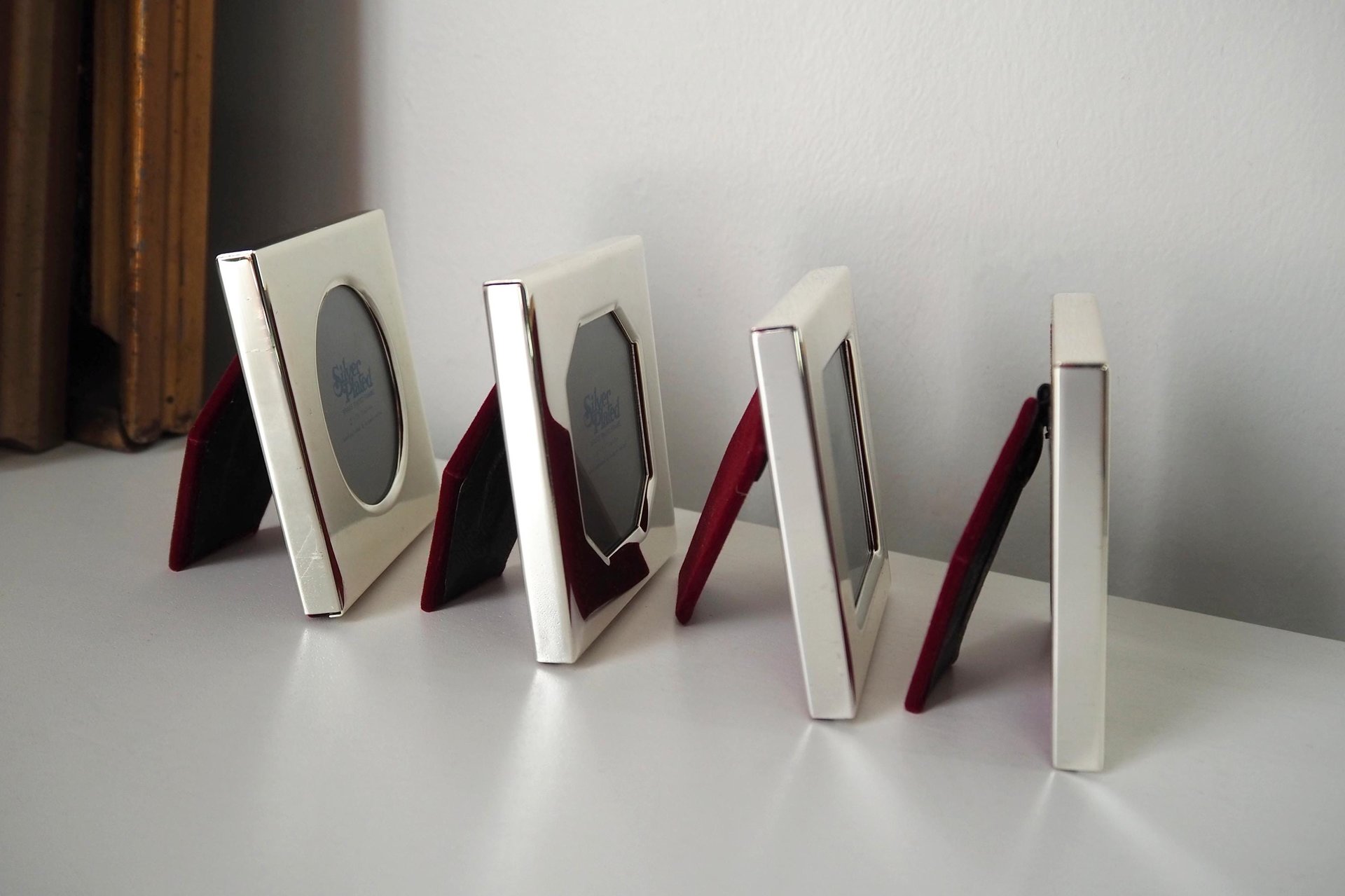 Vintage picture frames | Set of four silver plated frames | Silver plated picture frames | Tiny vintage picture frames