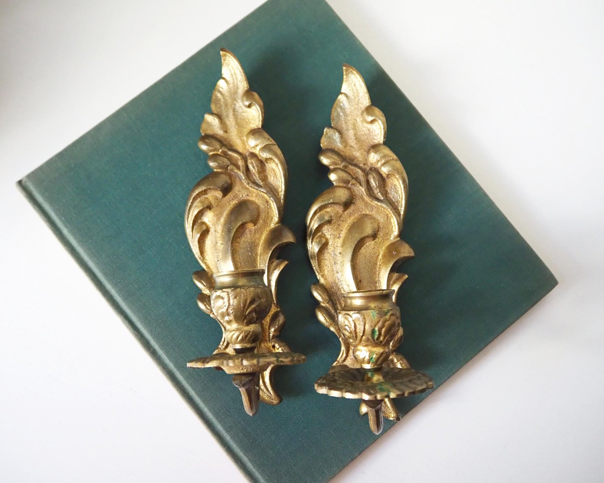 Pair of vintage candle sconces | Vintage wall sconces | Vintage candle sconces | Wall candle sconce pair