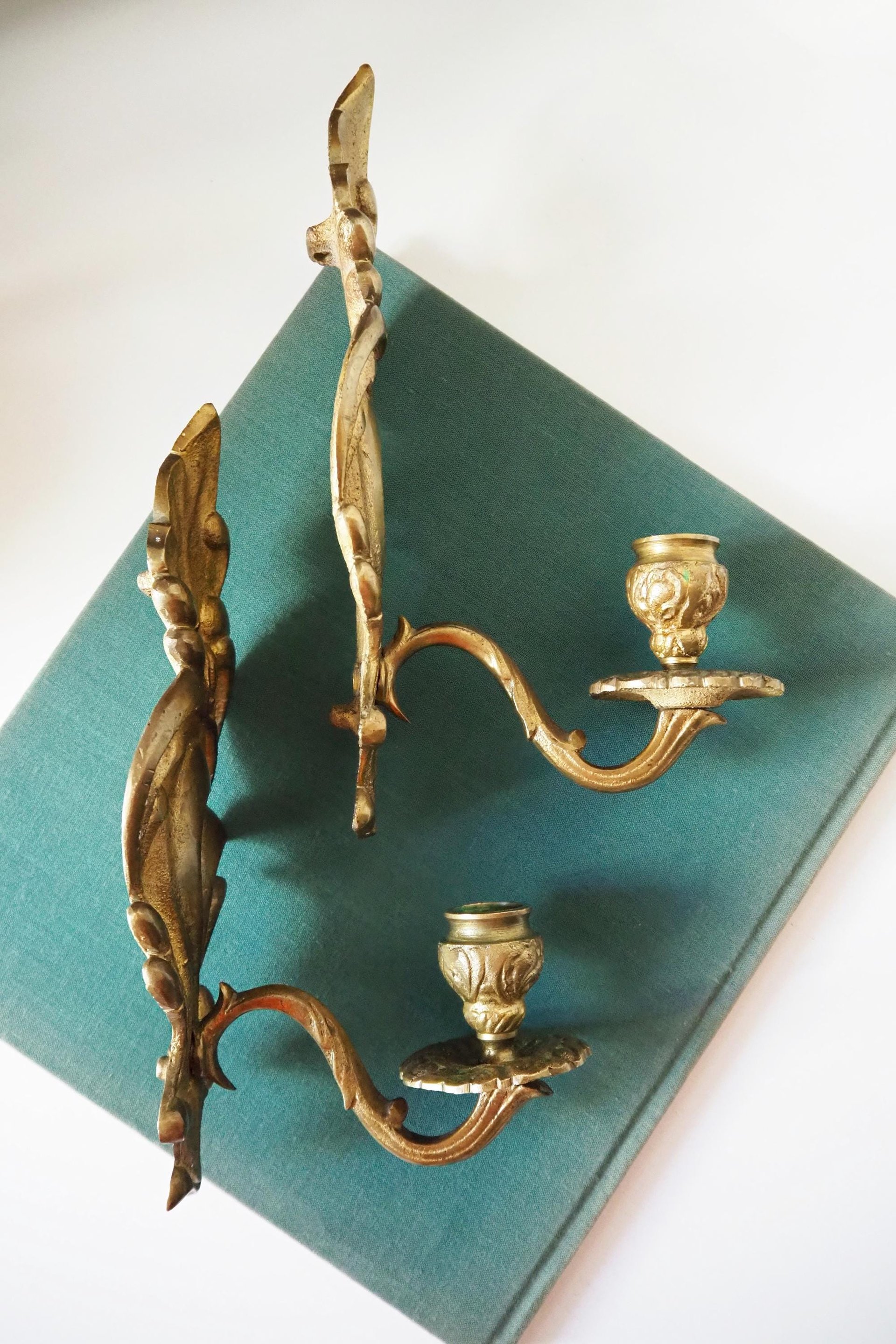Pair of vintage candle sconces | Vintage wall sconces | Vintage candle sconces | Wall candle sconce pair