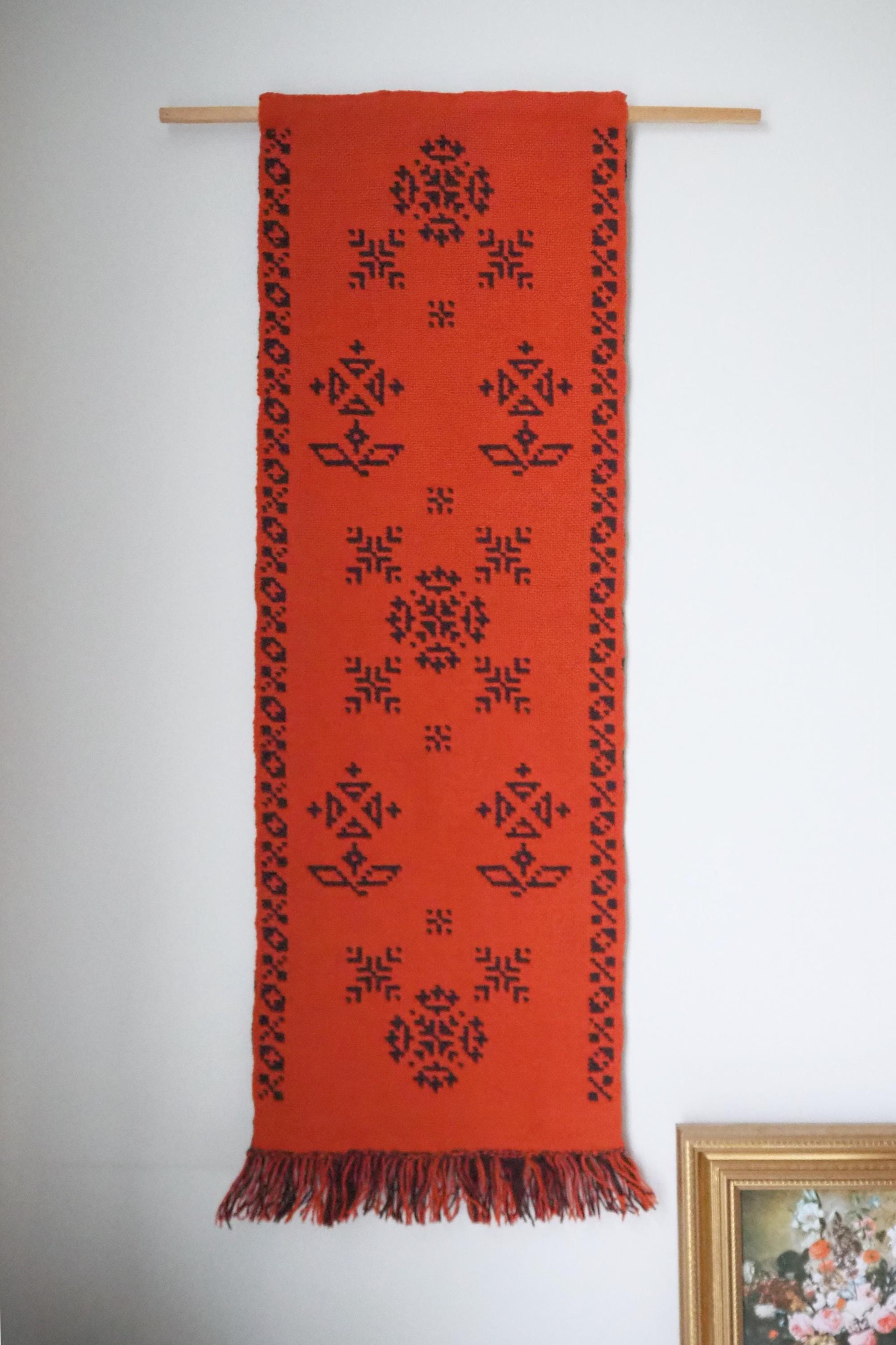 Vintage wall hanging | Long wall hanging | Scandinavian wall hanging | Vintage wall tapestry | Handmade wall tapestry | Reversible tapestry