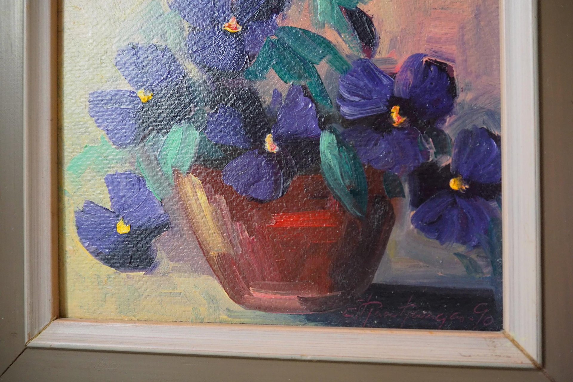 Vintage painting | Vintage flower painting | Finnish floral wall art | Framed vintage art | Small vintage painting | Vintage wall art