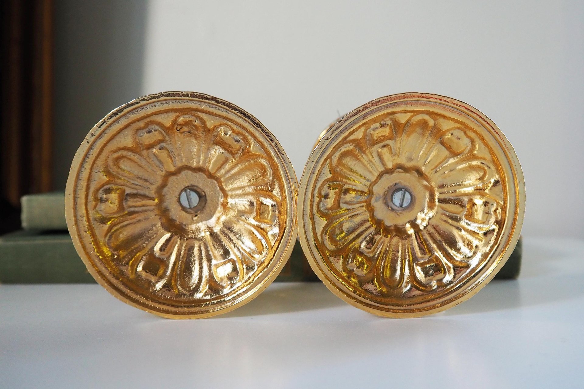 Vintage candlestick holder pair | Gold plated crystal candlestick holders | Ornate candlestick holders | Crystal candlestick holders