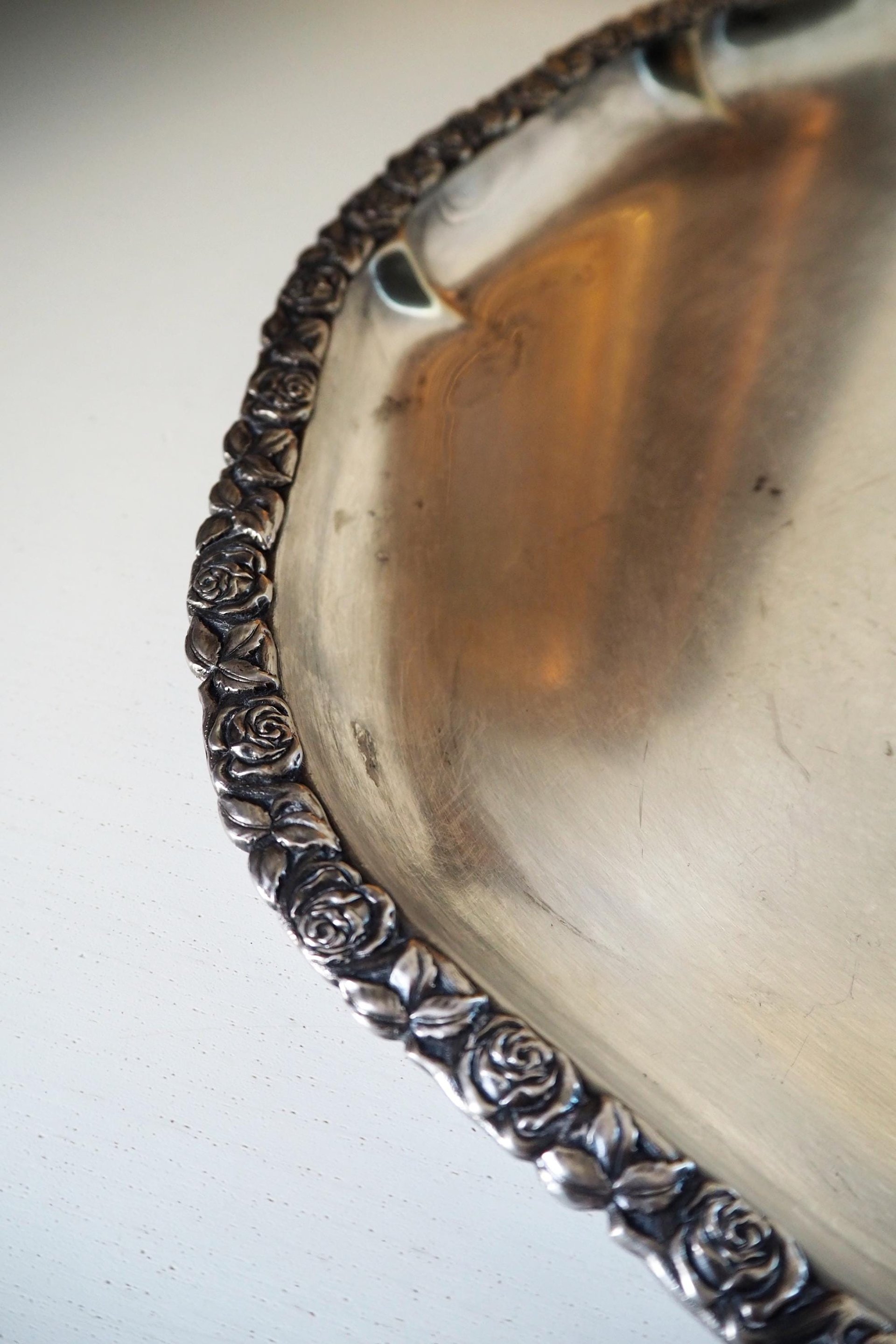 Vintage alpacca silver tray | Oval vintage tray | Large vintage serving tray | Alpacca silver serving platter | Oval silver tray