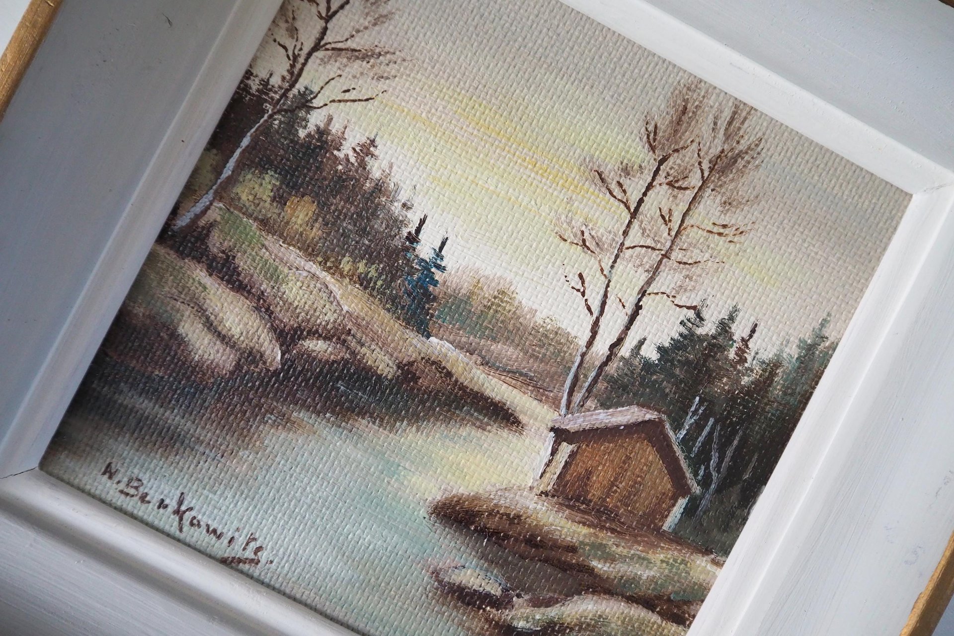 Vintage painting | Vintage scenery painting | Finnish scenery wall art | Framed vintage art | Small vintage painting | Vintage wall art