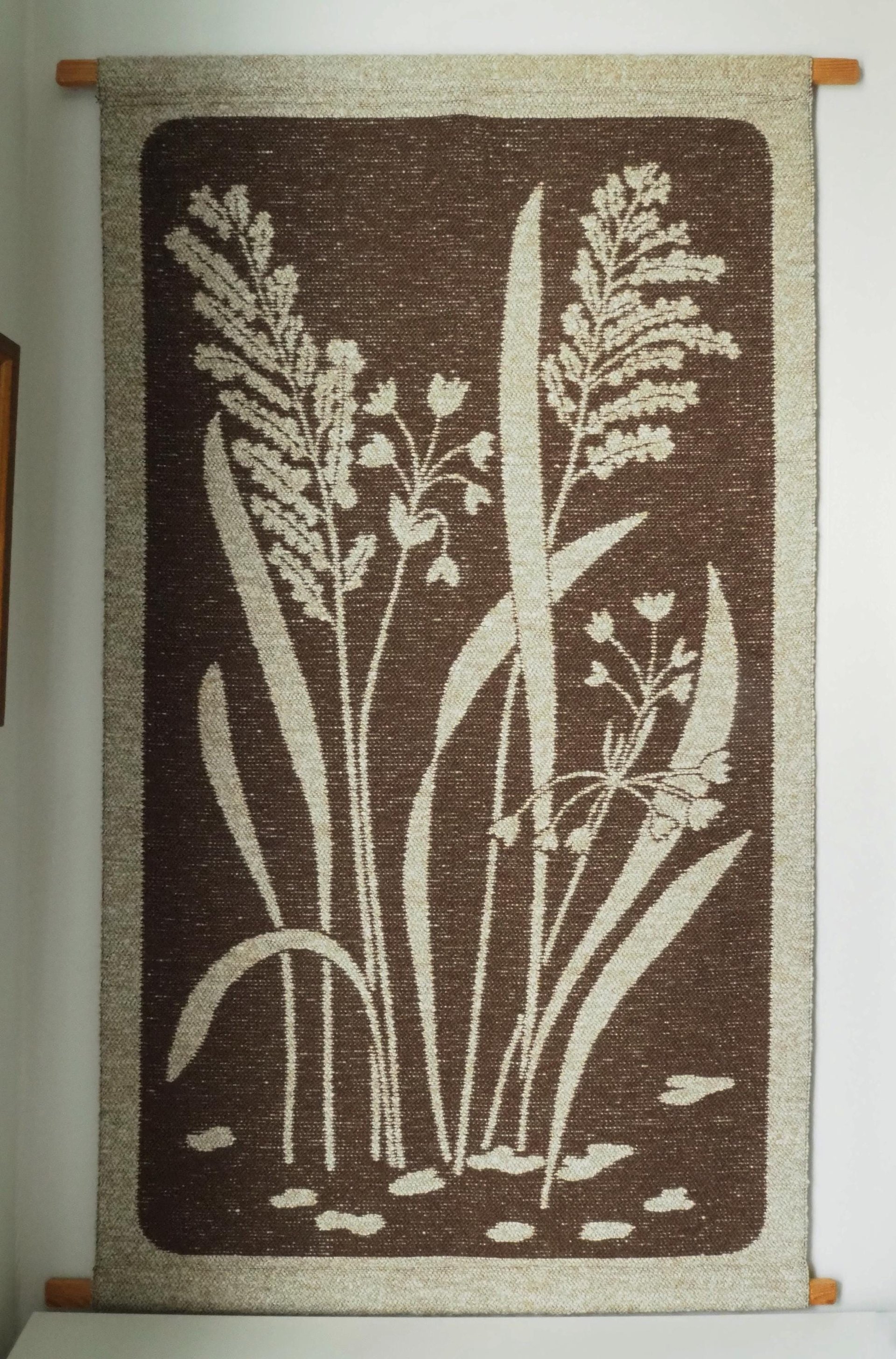 Vintage wall hanging | Large wall hanging | Scandinavian woven textile | Brown wall hanging