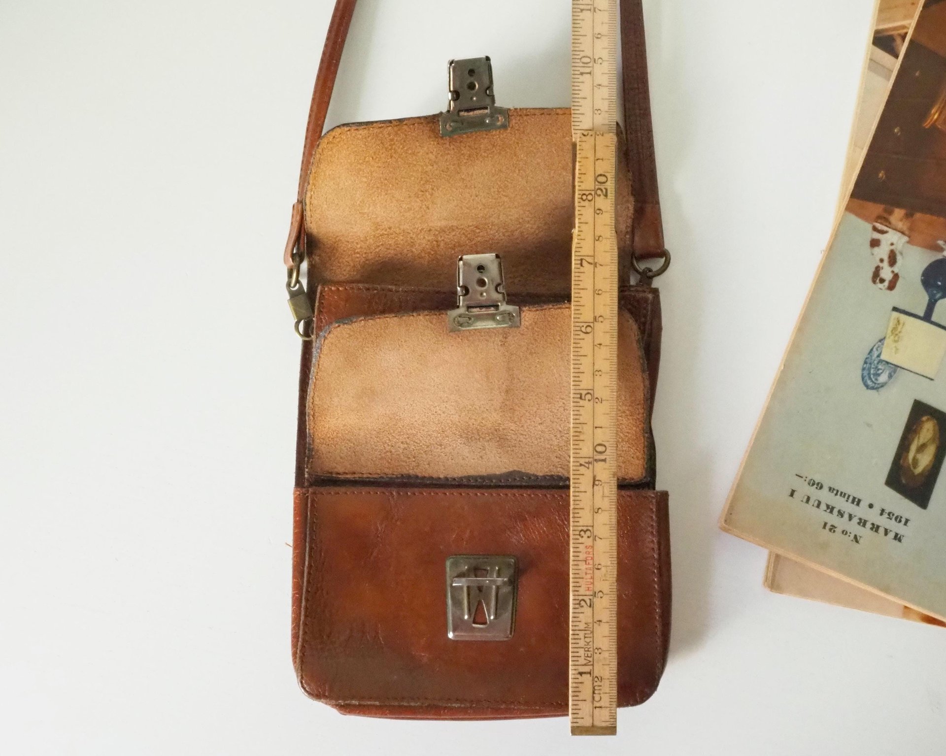 Vintage leather bag | Three Bags leather bag | Brown purse bag | Vintage leather crossbody bag | Vintage belt bag | Made in Finland